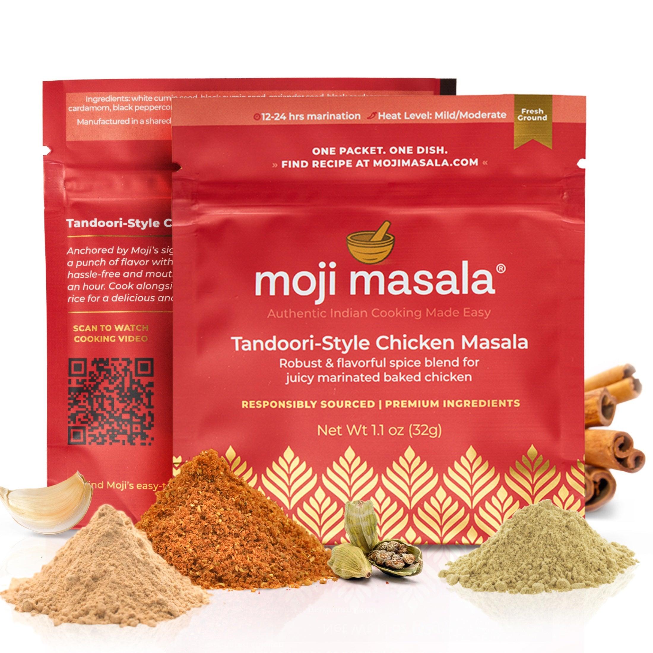 Indian Chicken Spice Set – Chicken Curry, Tandoori Chicken & Masala Wings | 3 Classic Dishes, Pre-Measured | moji masala®