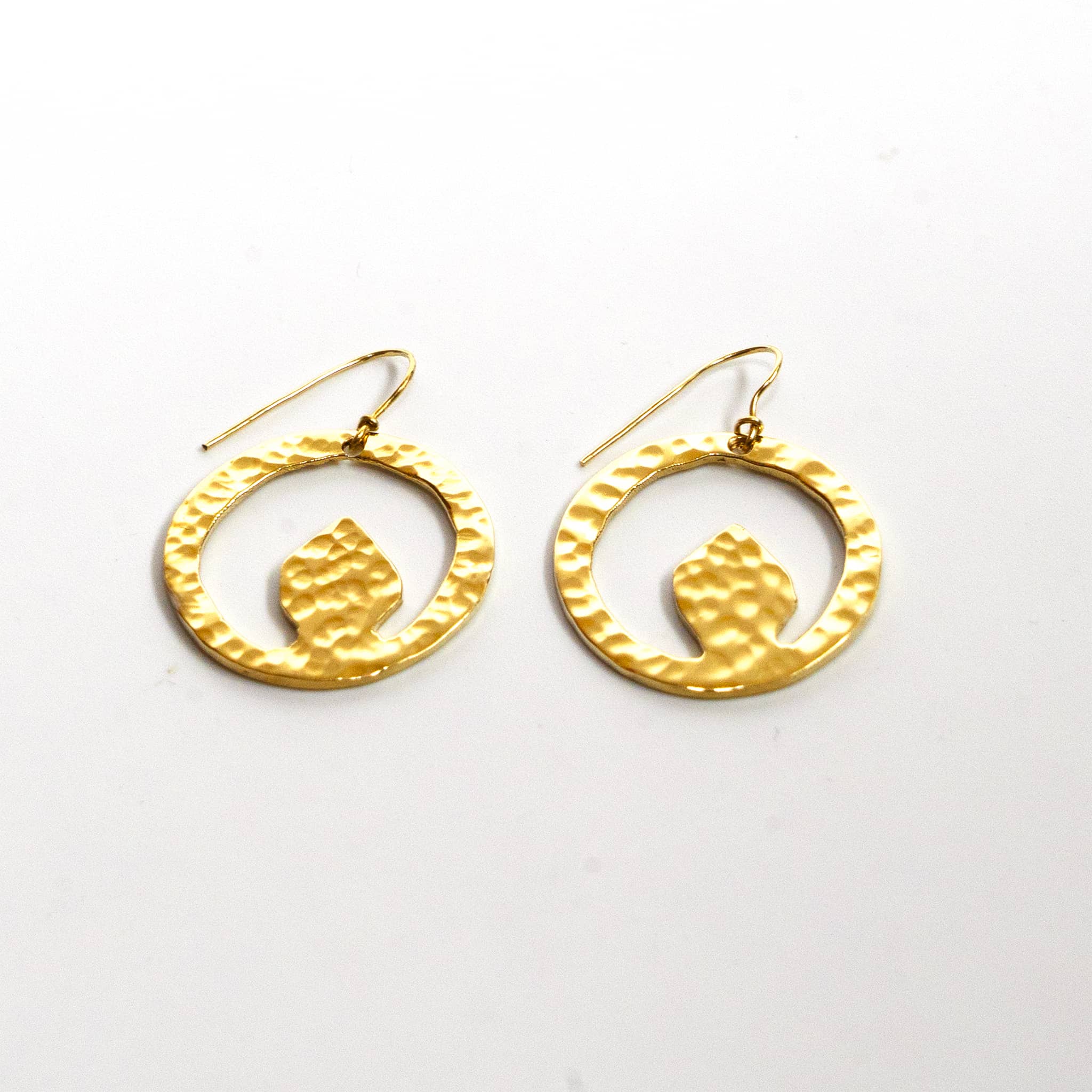 Tembo Hammered Brass Hoop Earrings for Women