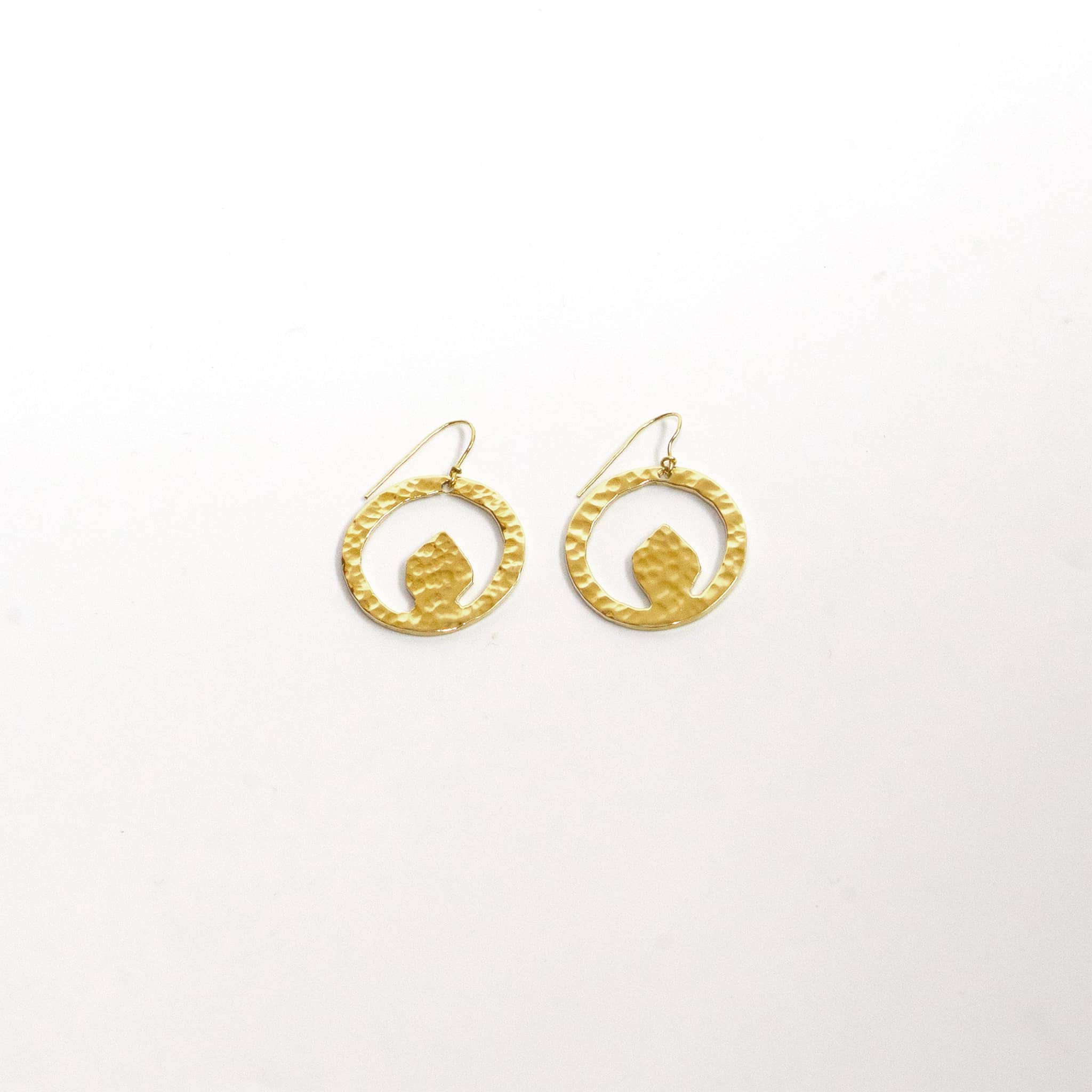 Tembo Hammered Brass Hoop Earrings for Women