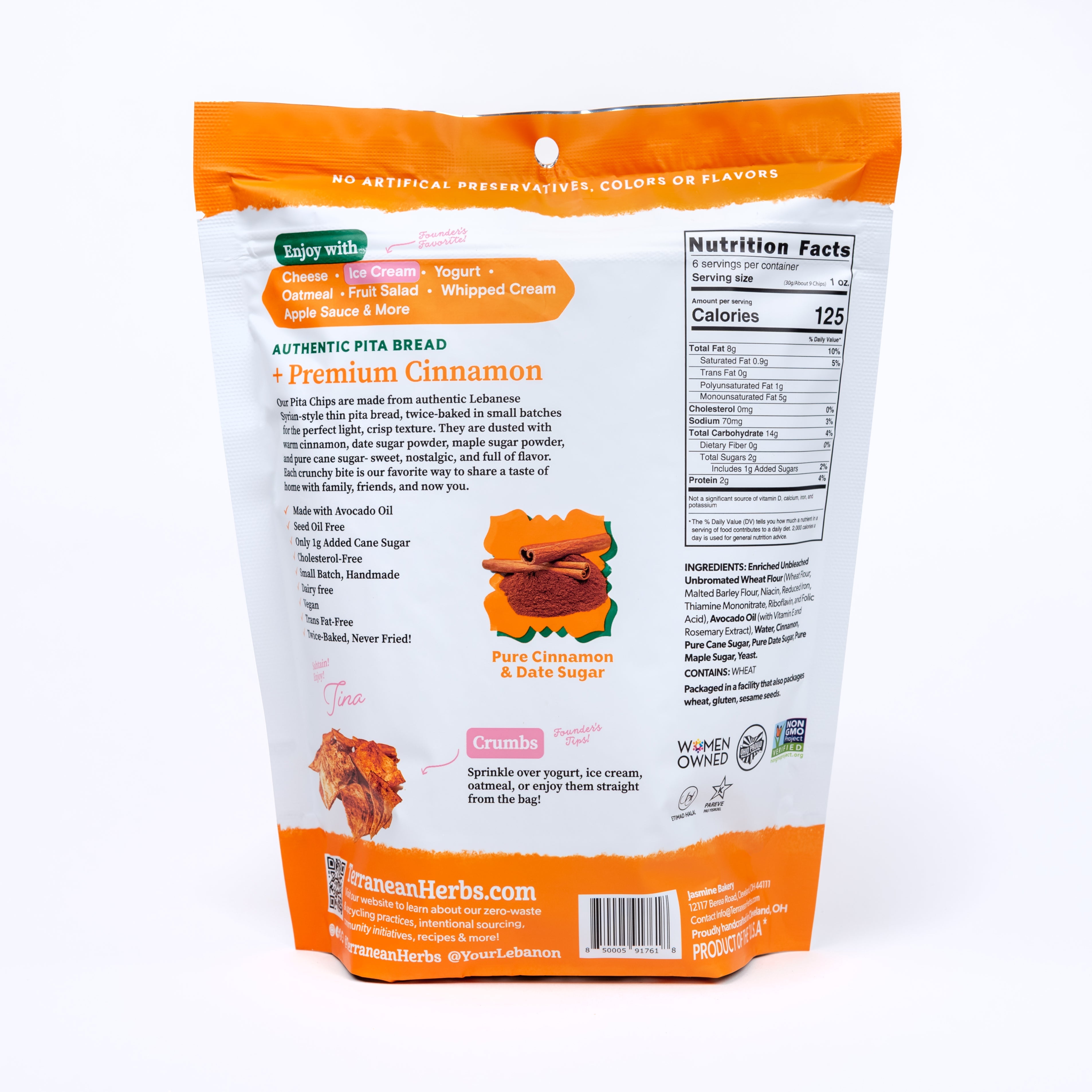 Cinnamon Sugar Twice-Baked Pita Chips ft. Date Sugar & Maple Sugar! 6.5 oz.