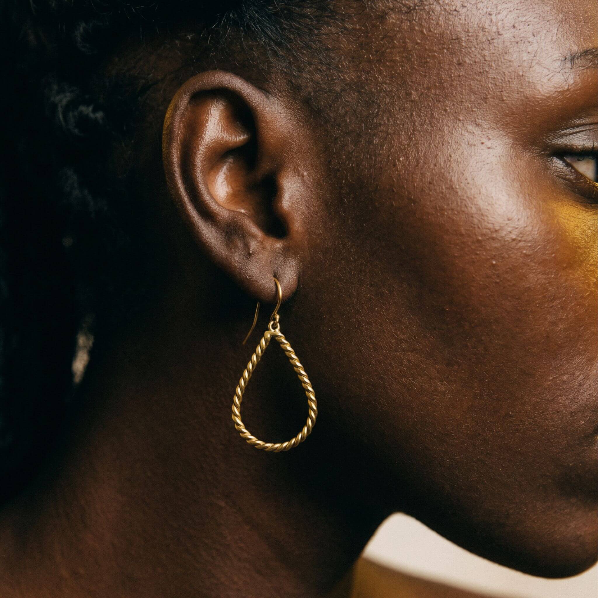 Rosa Brass Twisted Hoop Earrings