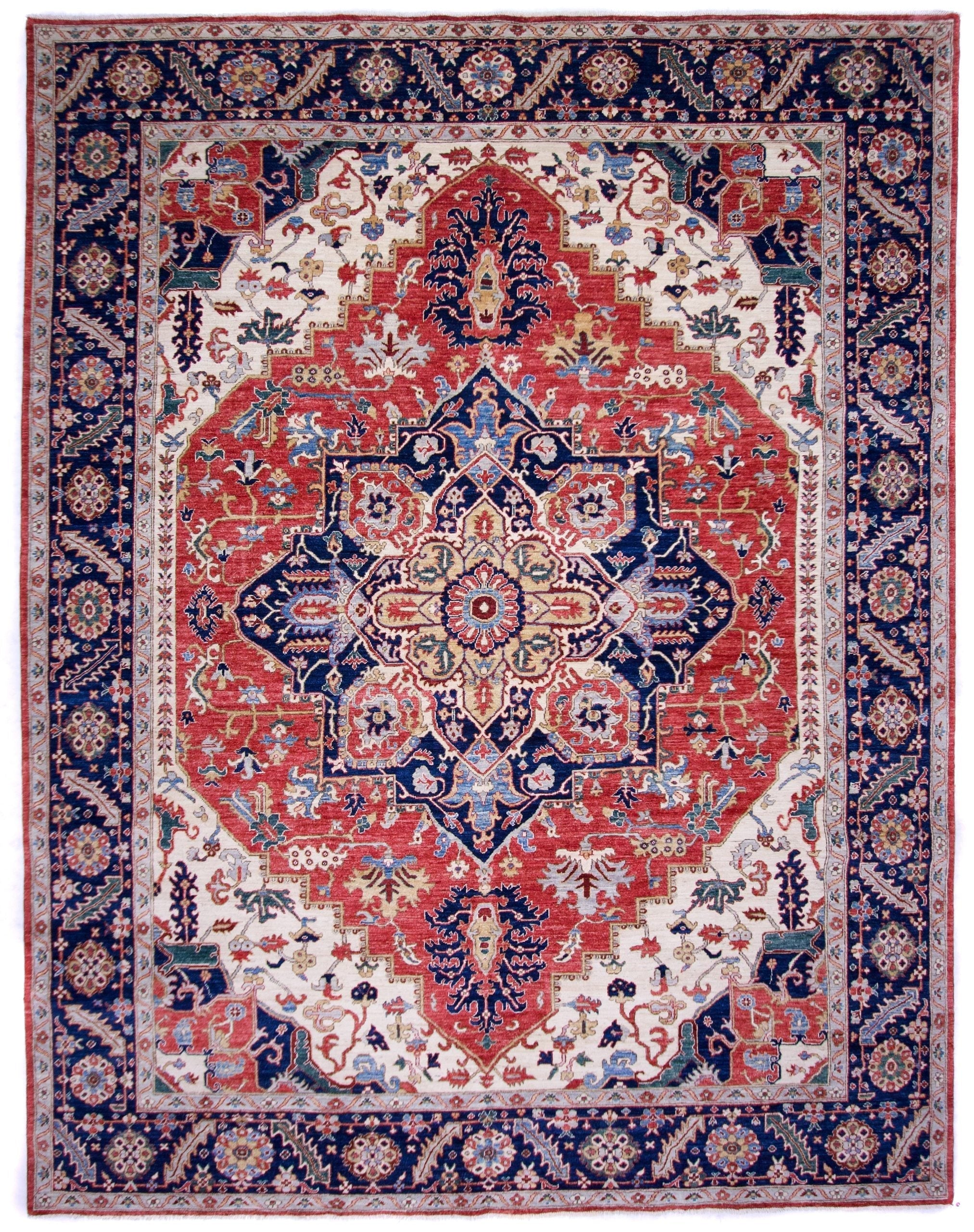 Serapi (9'00"x11'07") red/ivory/navy