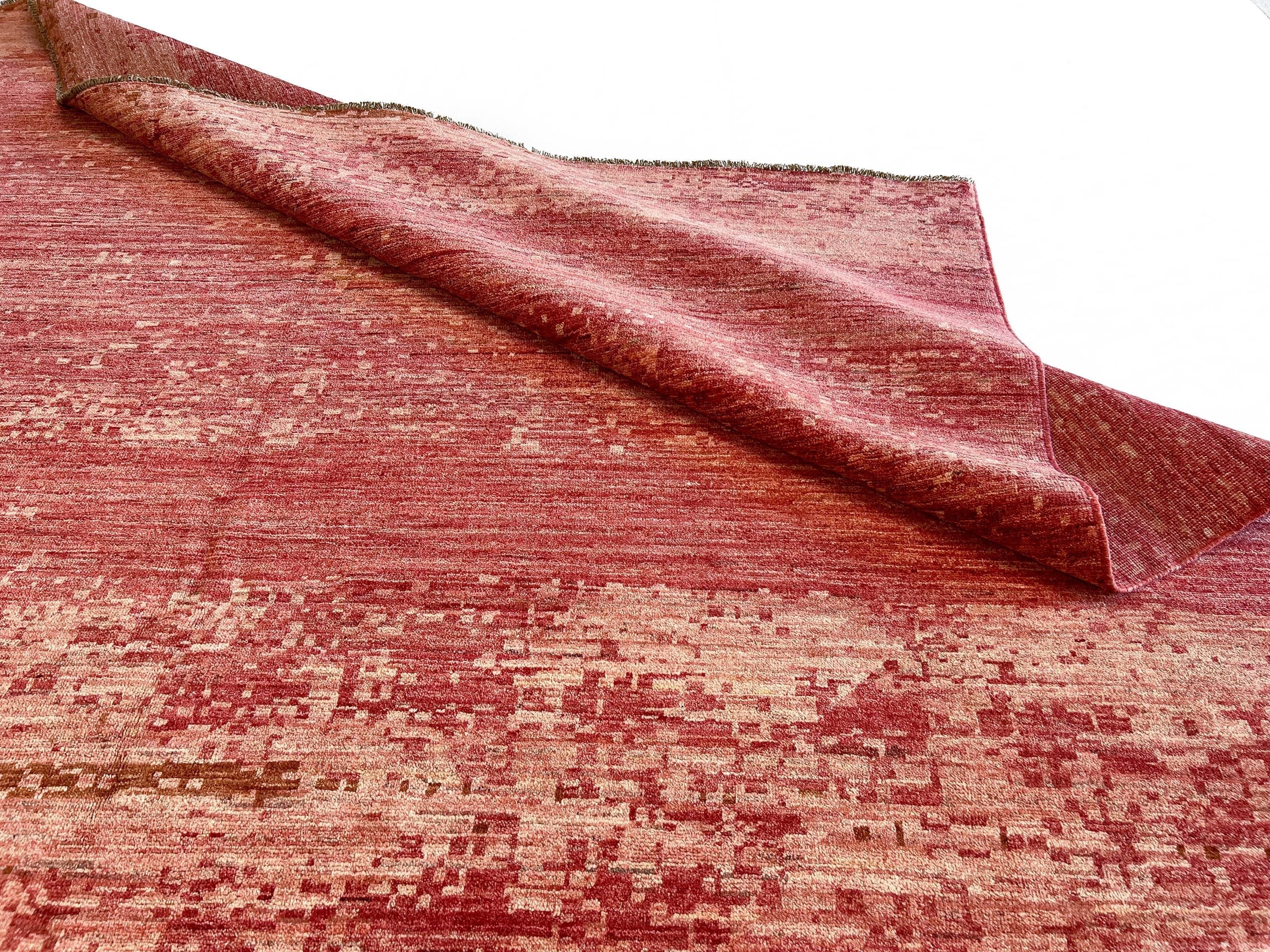 Modern Afghan Gabbeh (9'01"x11'10") coral