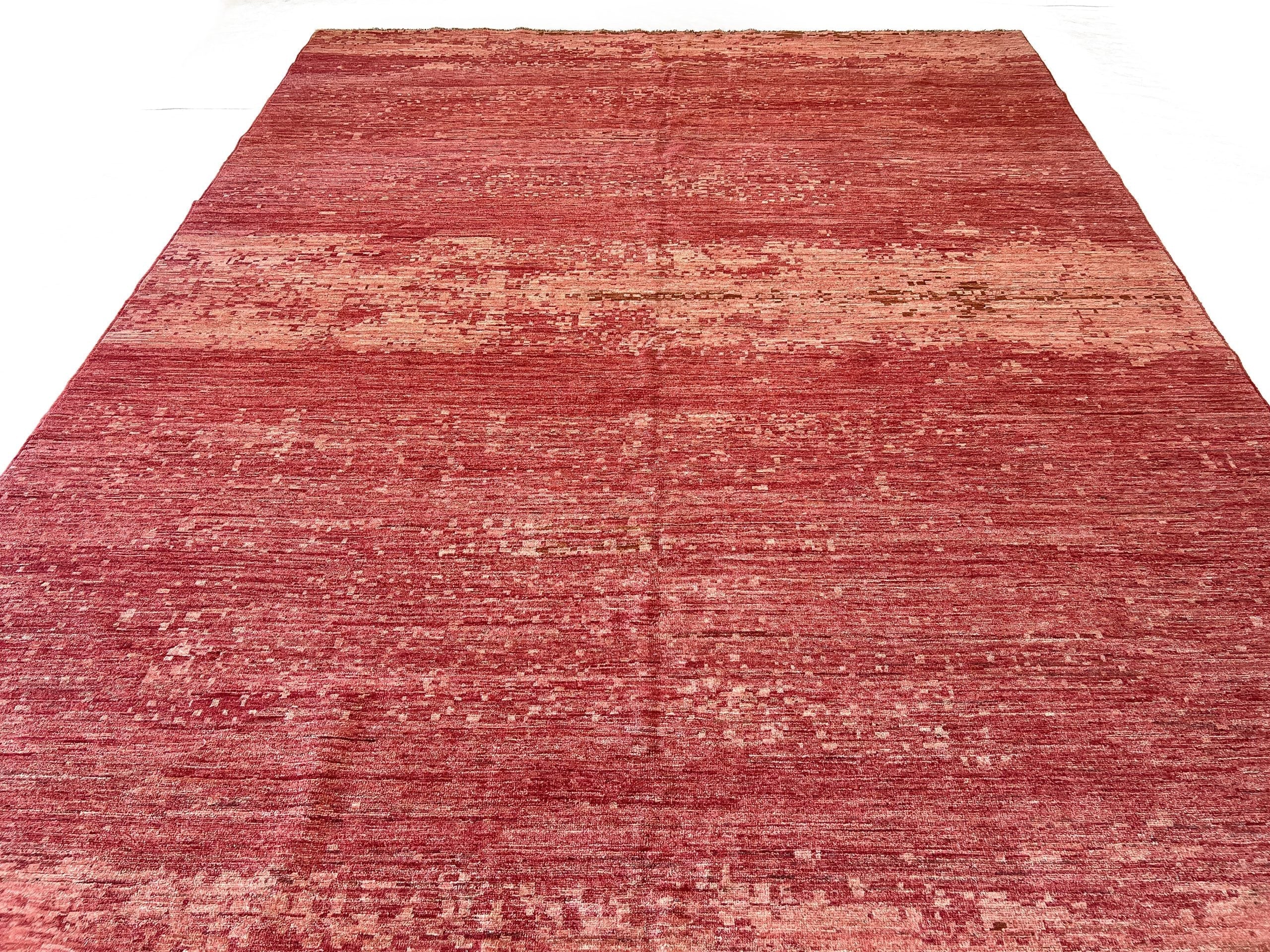 Modern Afghan Gabbeh (9'01"x11'10") coral