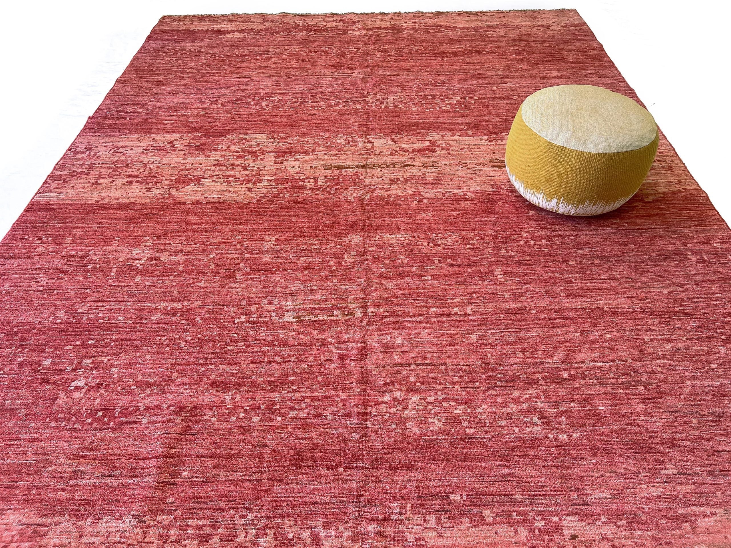 Modern Afghan Gabbeh (9'01"x11'10") coral
