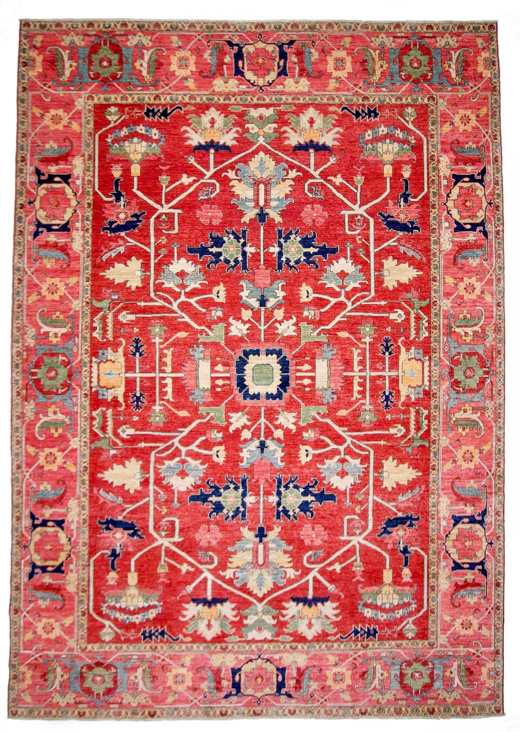 Afghan Heriz (9'01"x12'09") red/rose