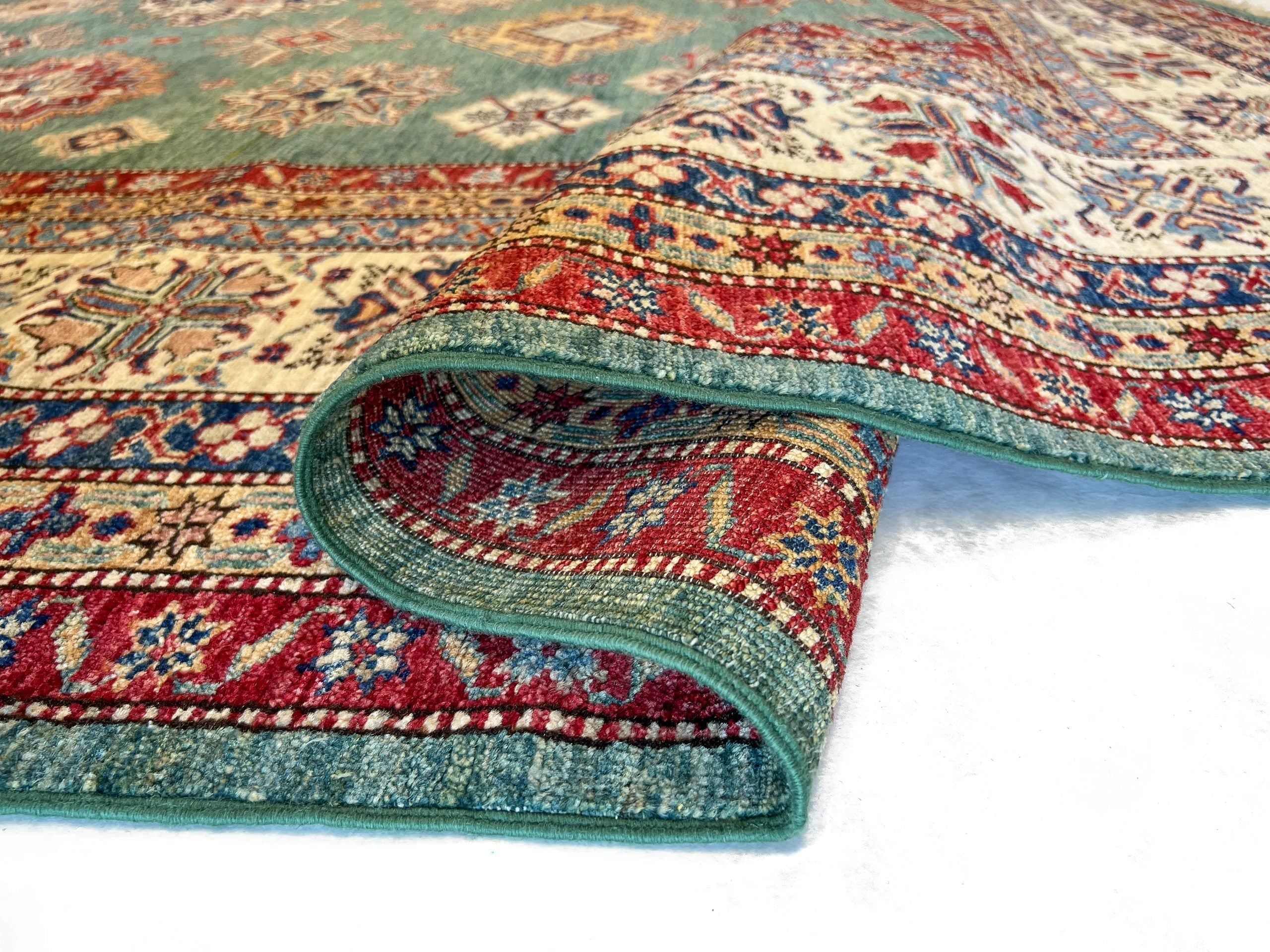Super Kazak (10x13) green/ivory