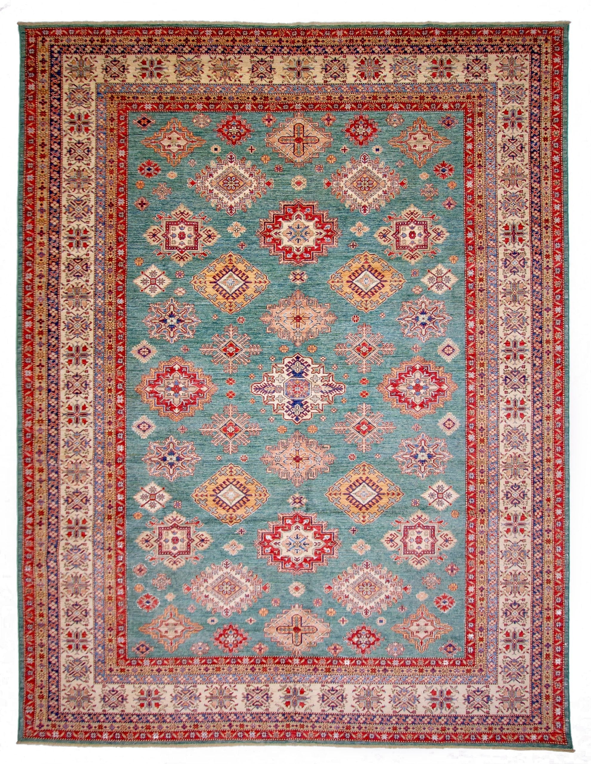 Super Kazak (10x13) green/ivory