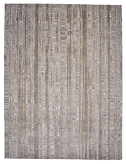 Contemporary Carved Tibetan 9x12 (ivory/gold/gray)