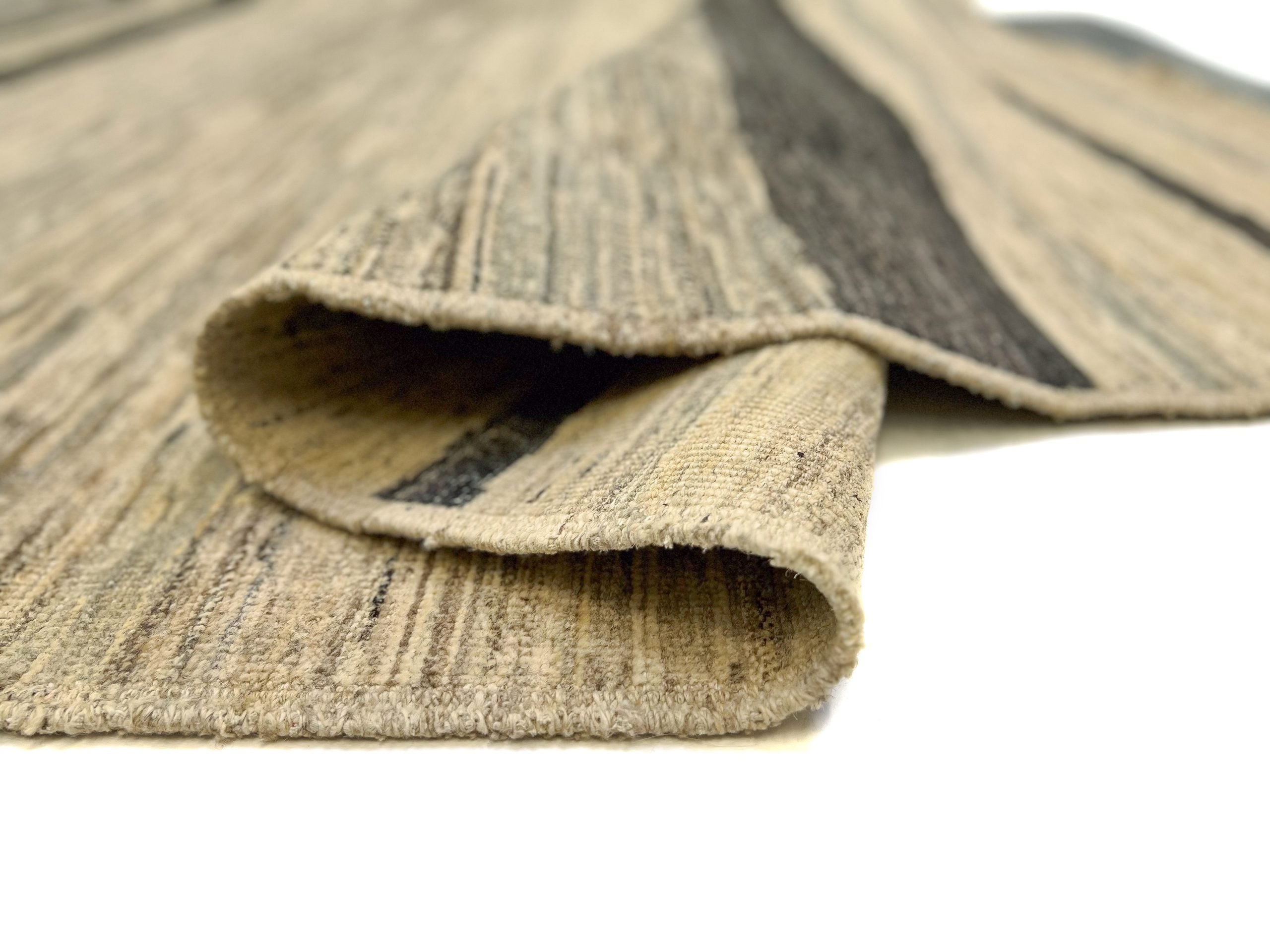Modern Silk Striped Gabbeh (9'01"x11'11") natural/brown