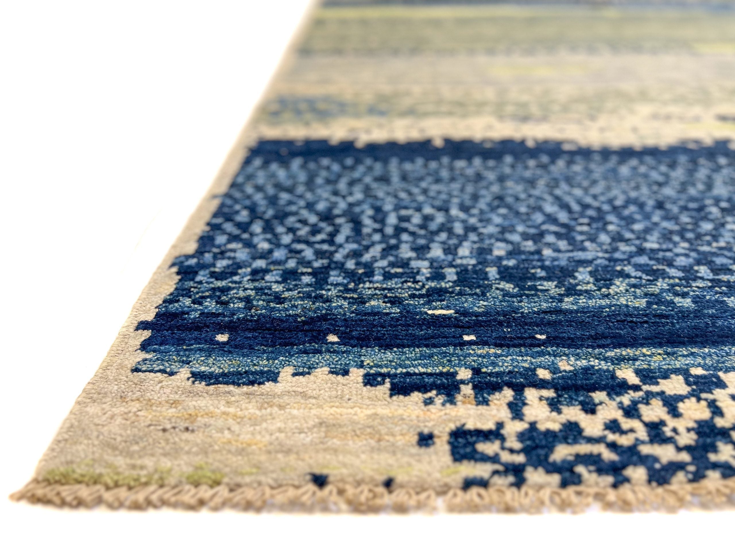 Modern Afghan Gabbeh (9'02"x12'01") blues/green