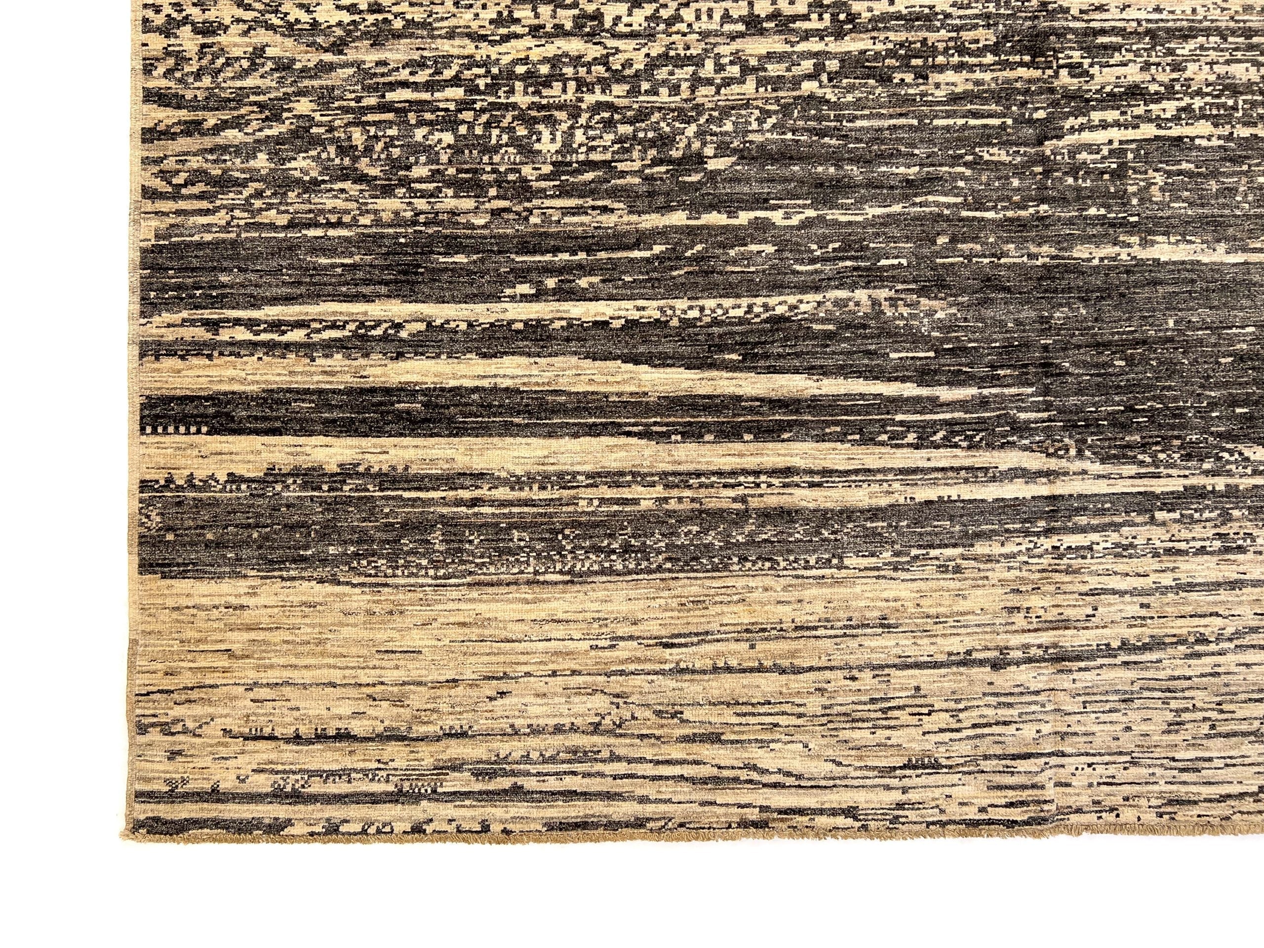 Modern Afghan Gabbeh (8'00"x9'10") dark natural/undyed