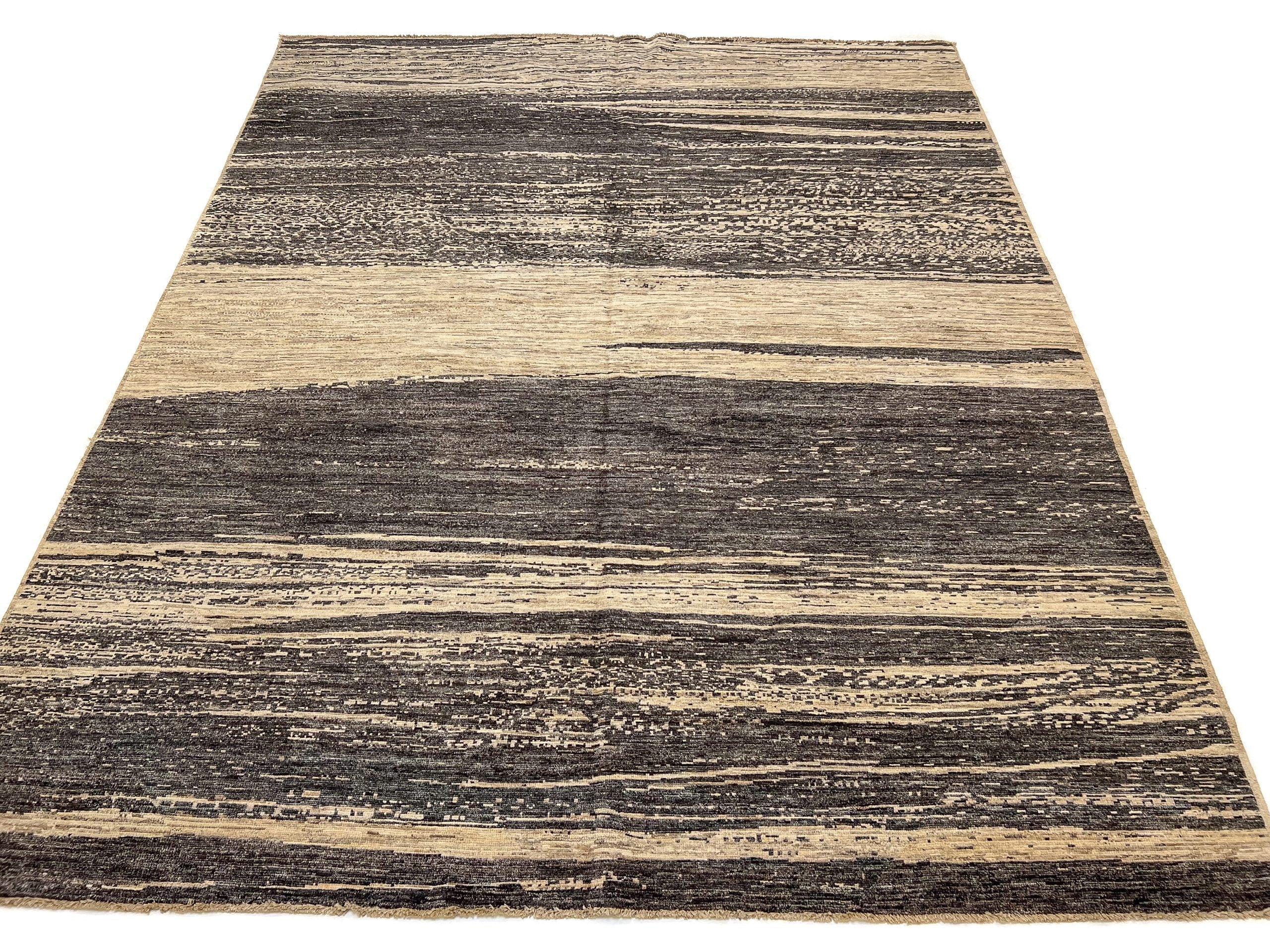 Modern Afghan Gabbeh (8'00"x9'10") dark natural/undyed