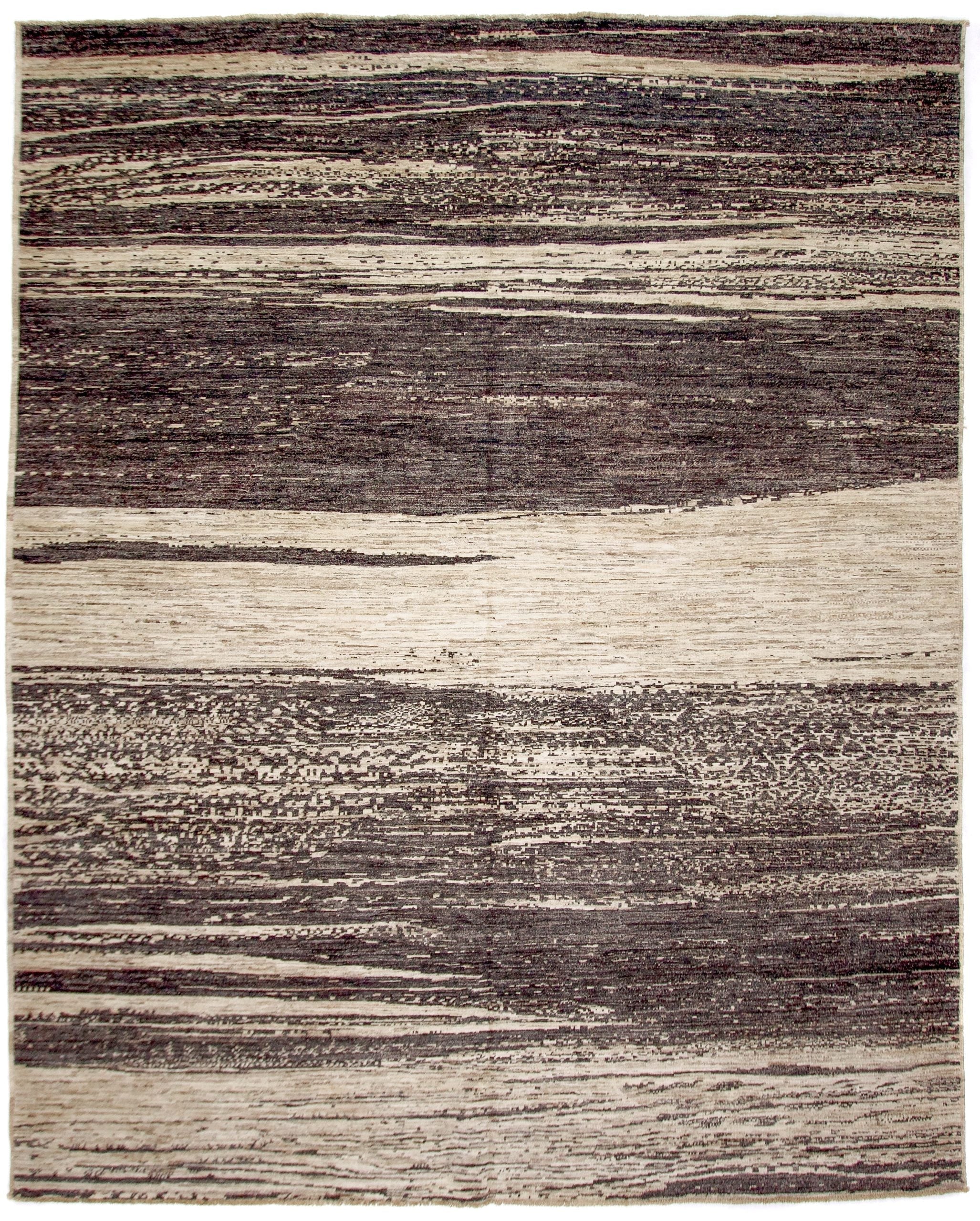 Modern Afghan Gabbeh (8'00"x9'10") dark natural/undyed