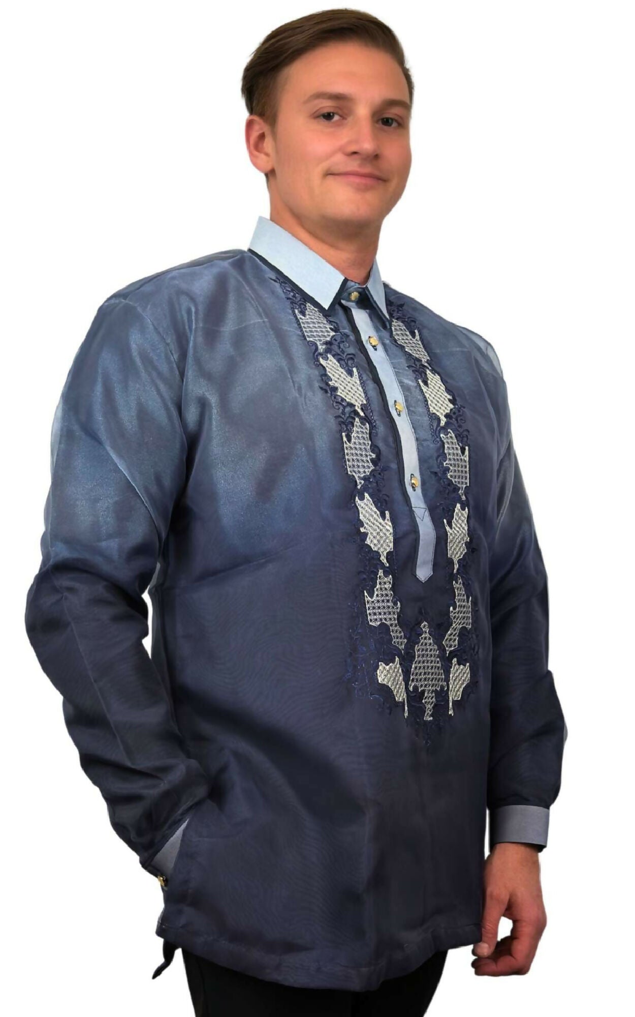 Mens Barong Tagalog - Navy