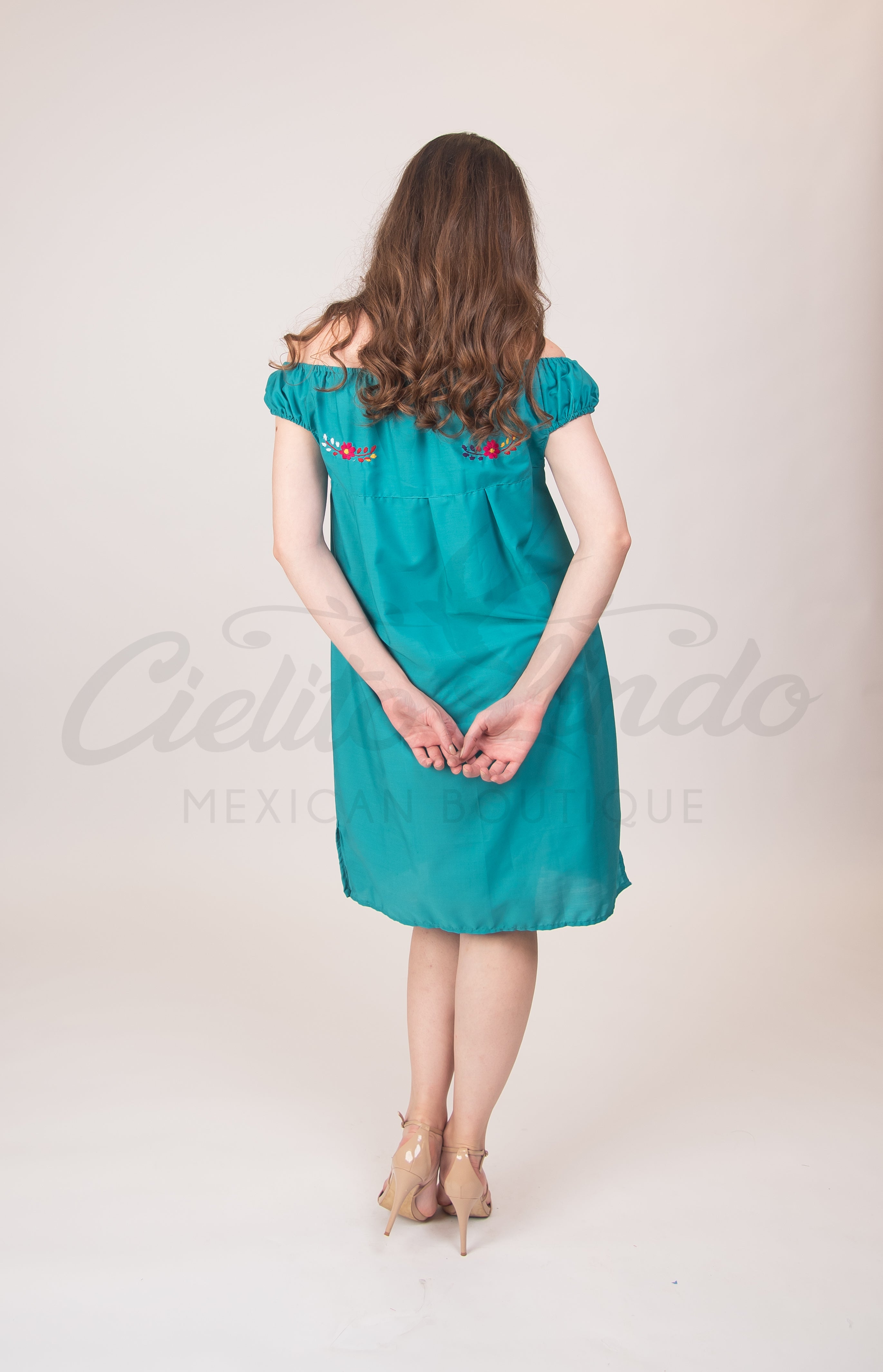 Evelia Off the Shoulder Dress Teal