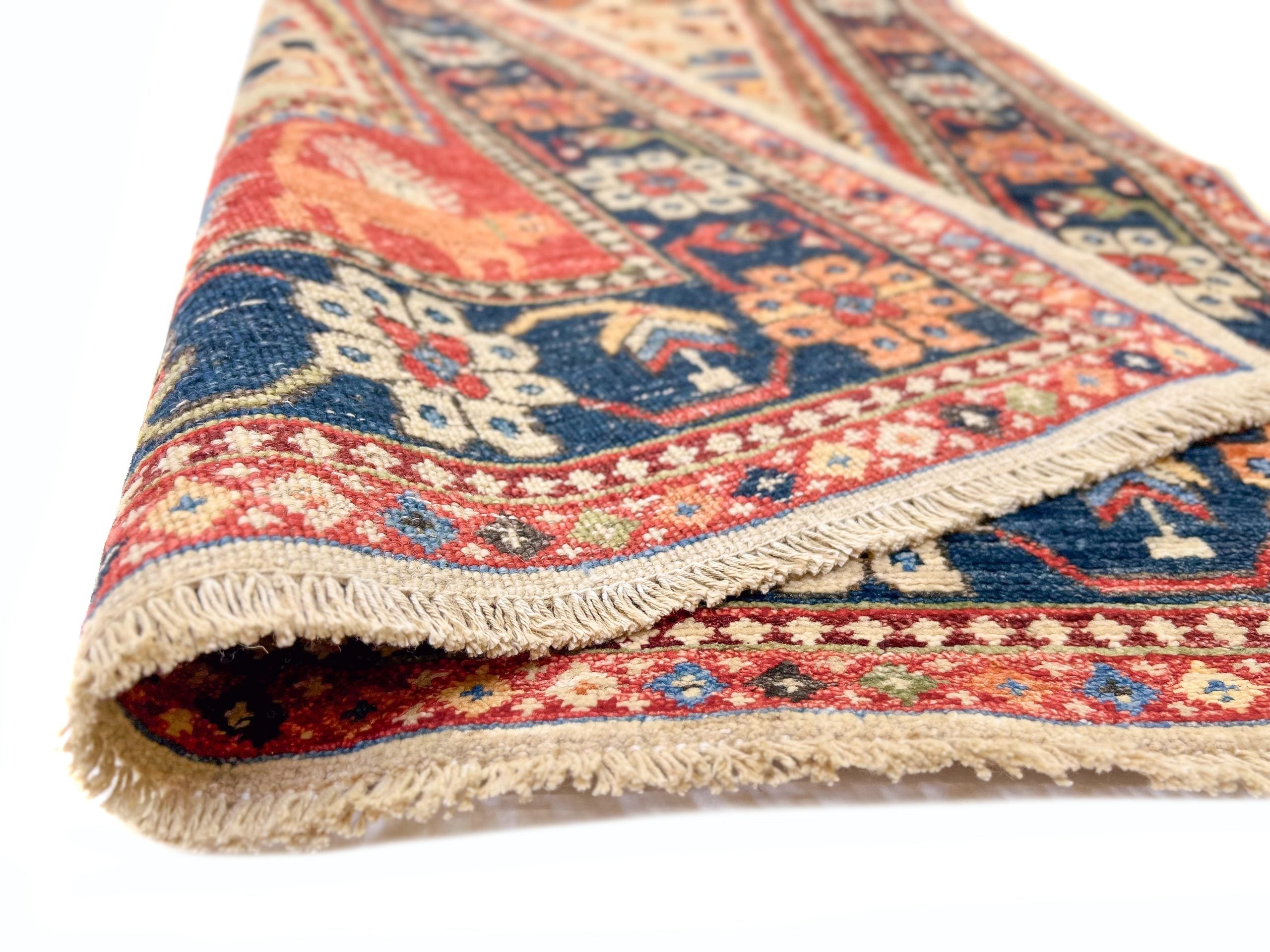 Afghan Qashqai Runner (3'00"x8'02) ivory/navy