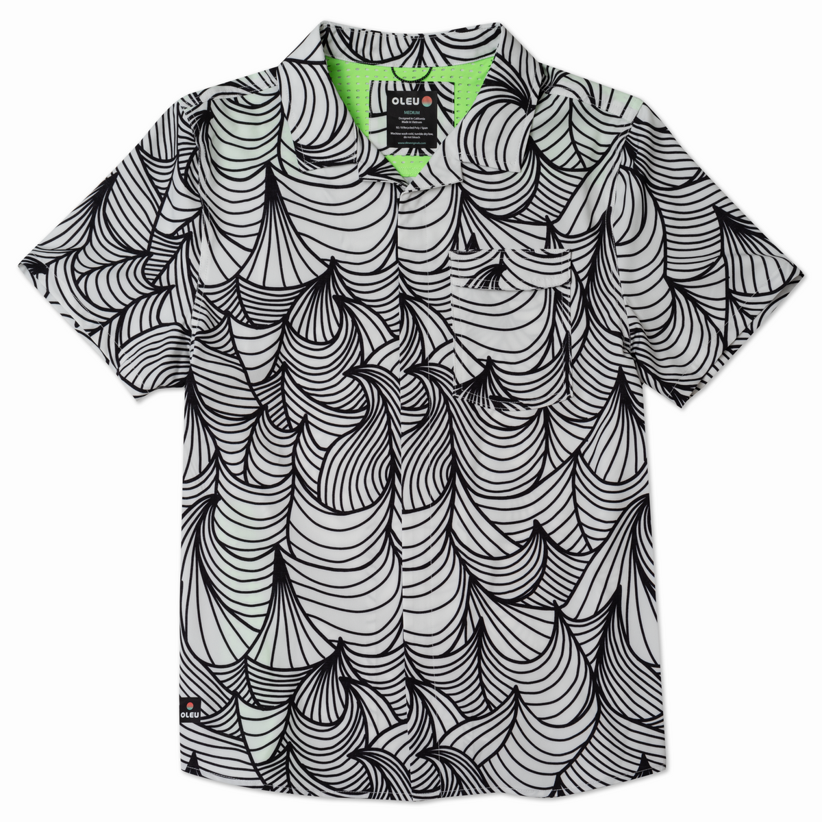 OLEU UV QUICK-DRY BOARDSHIRT - WAVES SUMMER WHITE