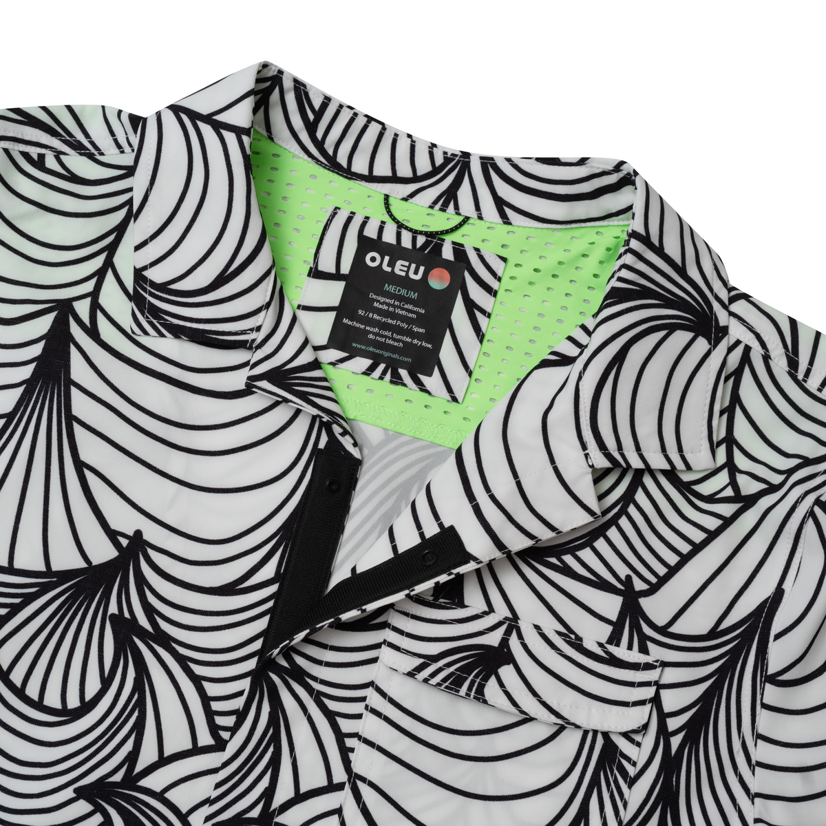 OLEU UV QUICK-DRY BOARDSHIRT - WAVES SUMMER WHITE