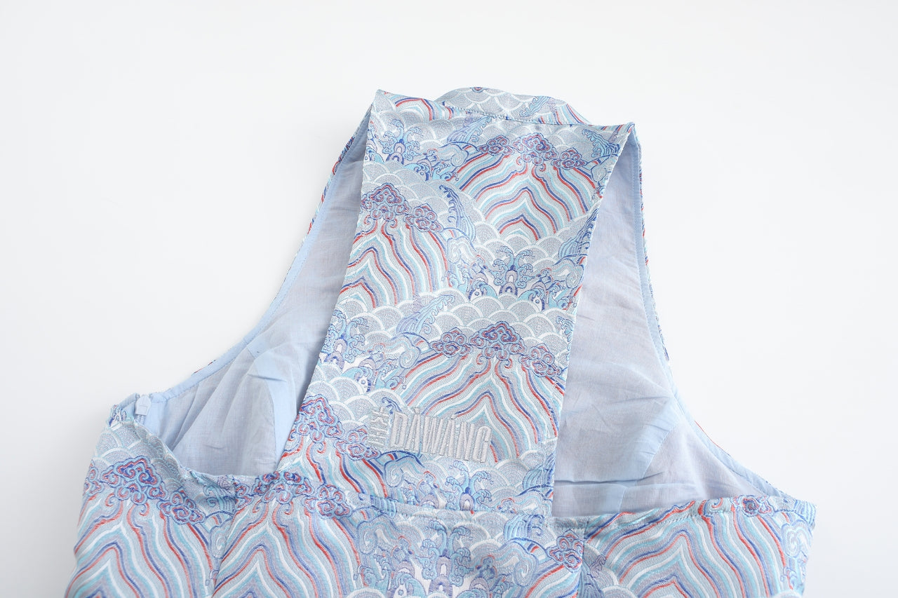 Hua Sleeveless Brocade Mini Dress Cloud Moire