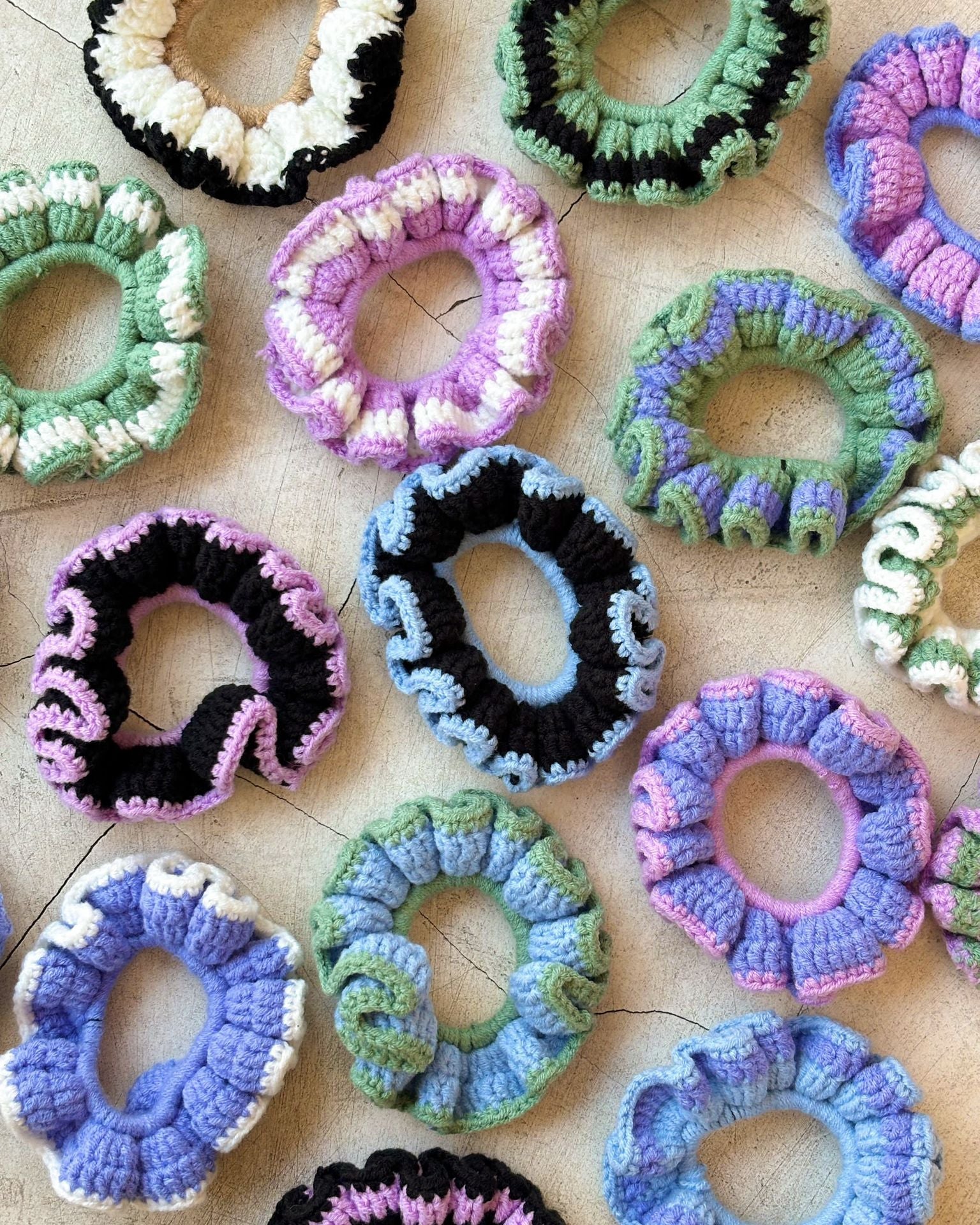 Cotton Crochet Scrunchie Set