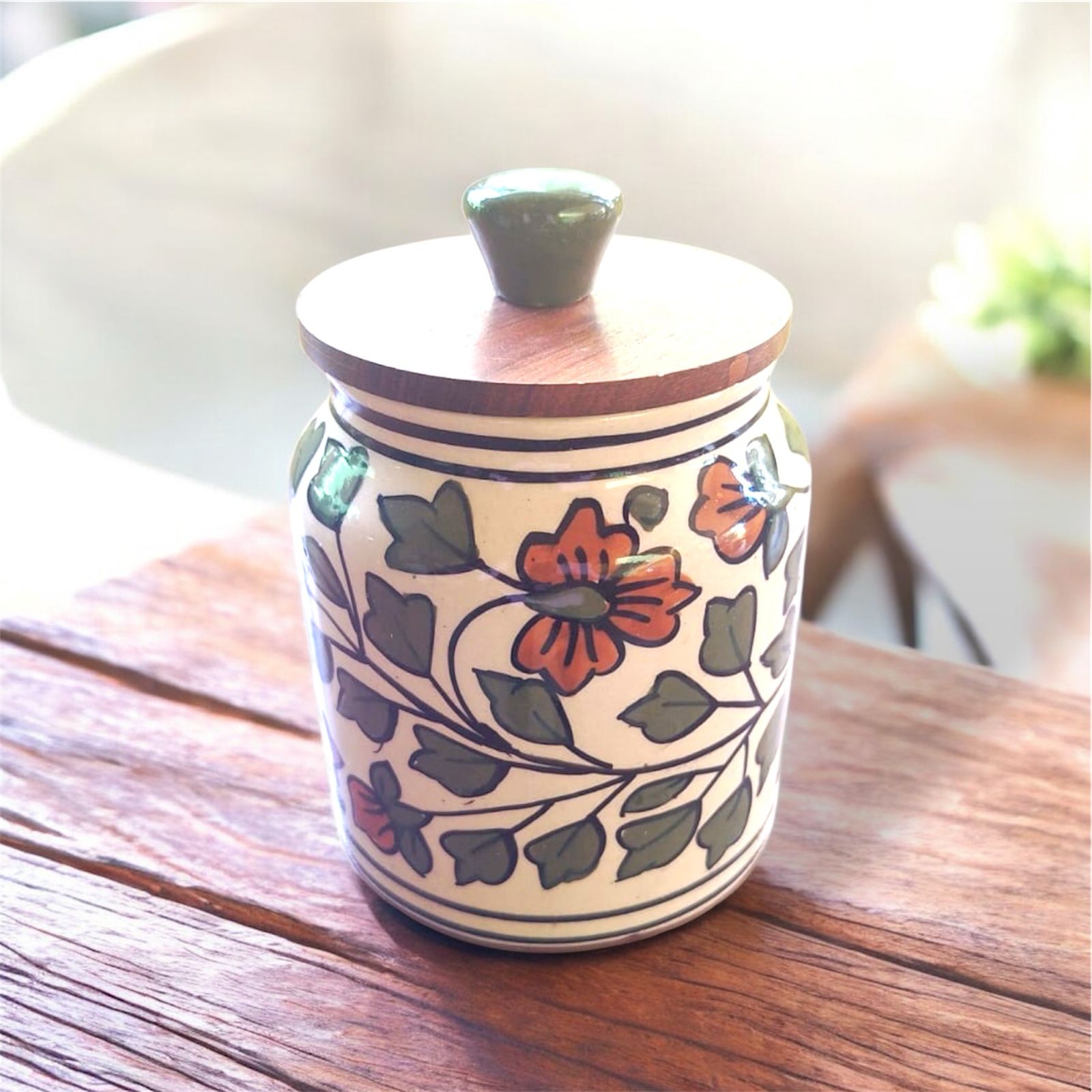 Ceramic Jars with Wooden Lids