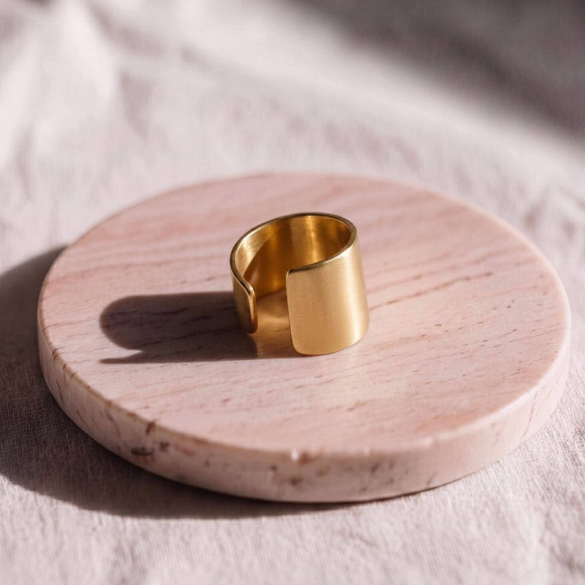 Penda Brass Adjustable Wide Band Cuff Ring