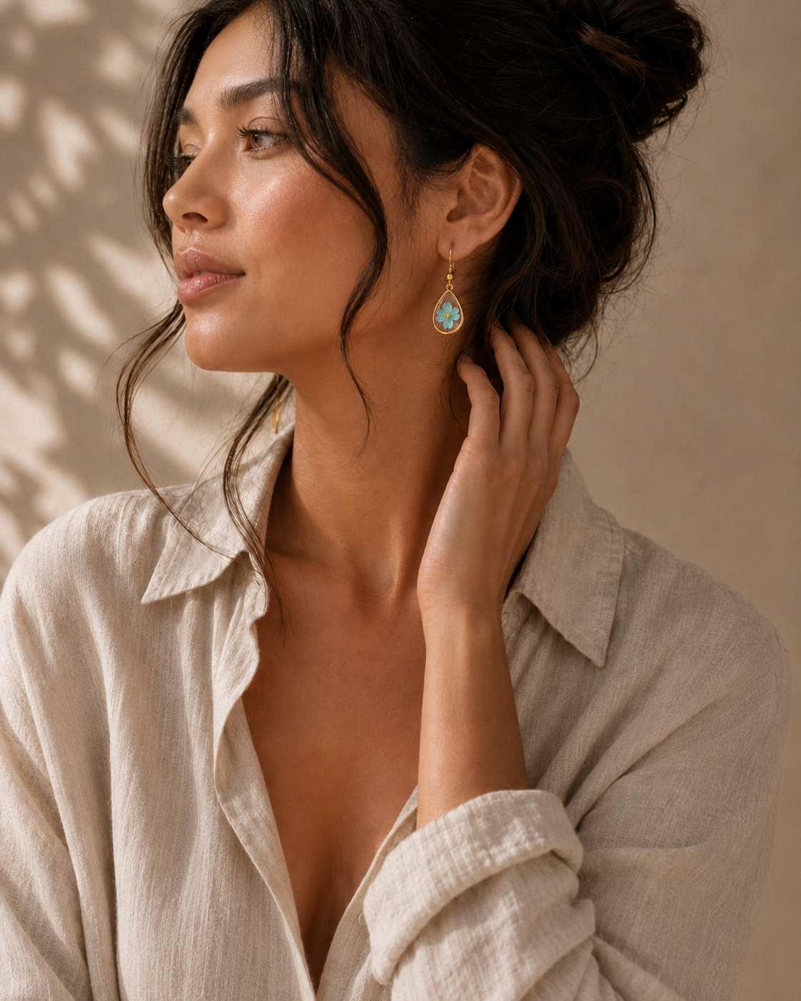 Wildflower Gold Dangle Earrings Large Pendant