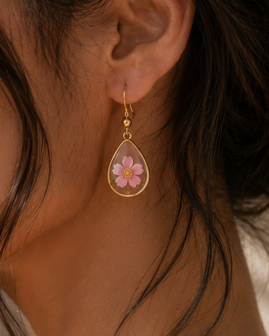 Wildflower Gold Dangle Earrings Large Pendant