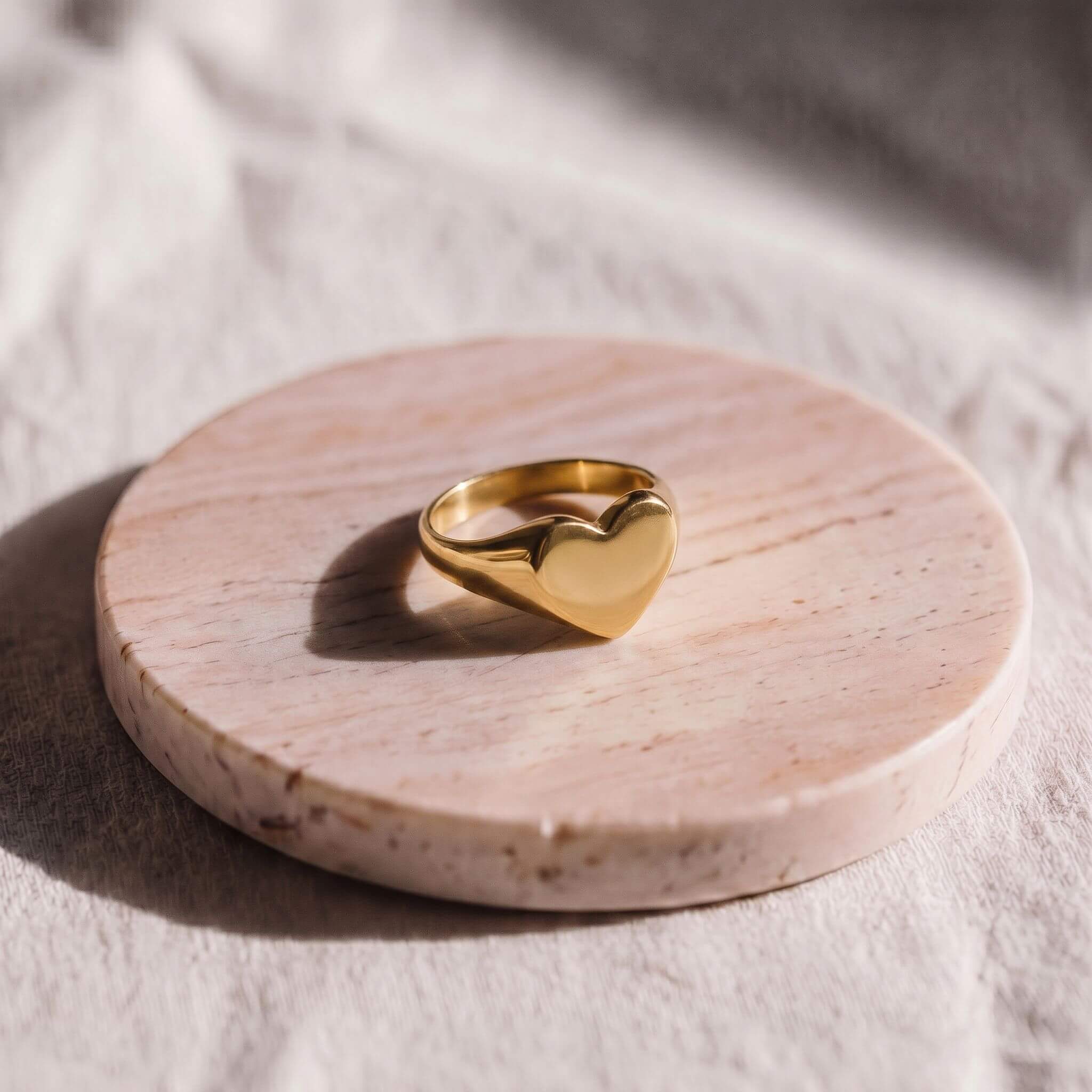 Mawi Love Golden Heart Shape Initial Ring