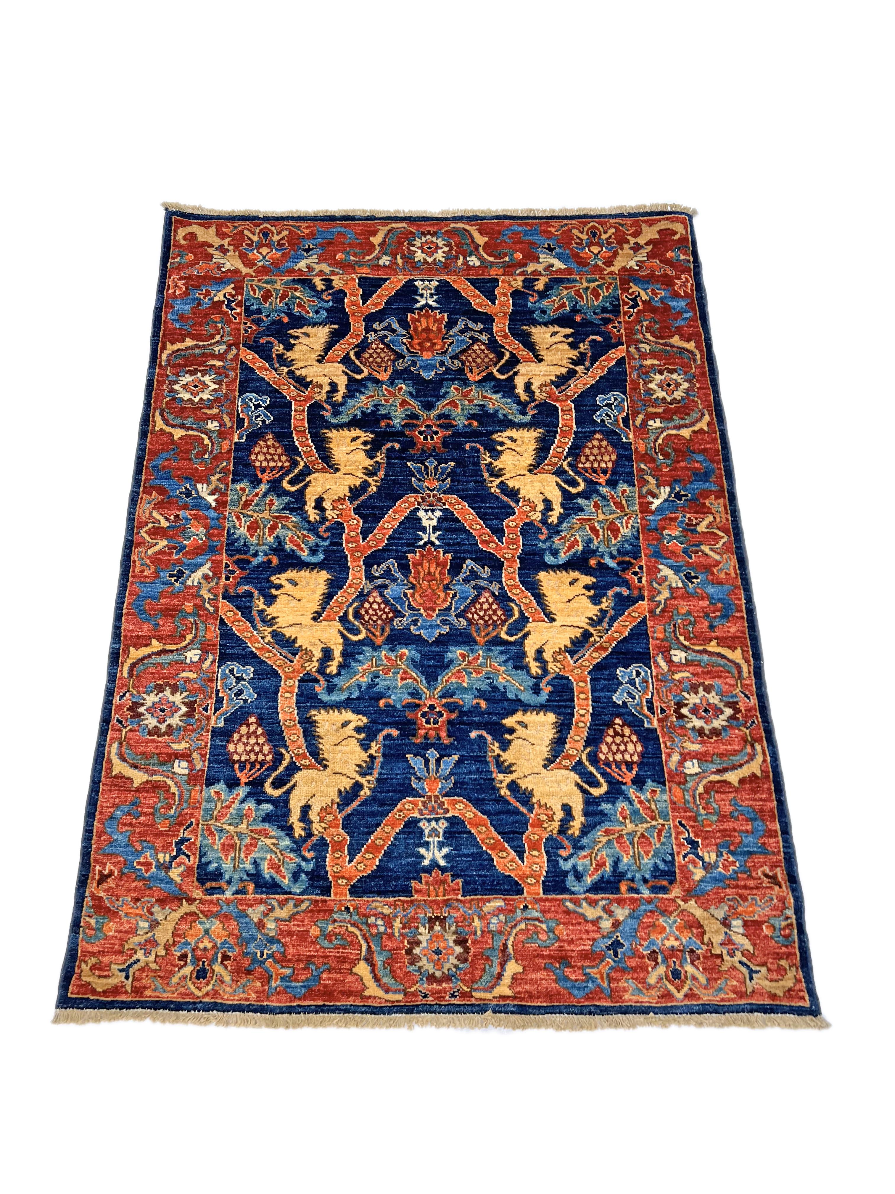 Afghan Folk/Serapi (3x5) blue/red