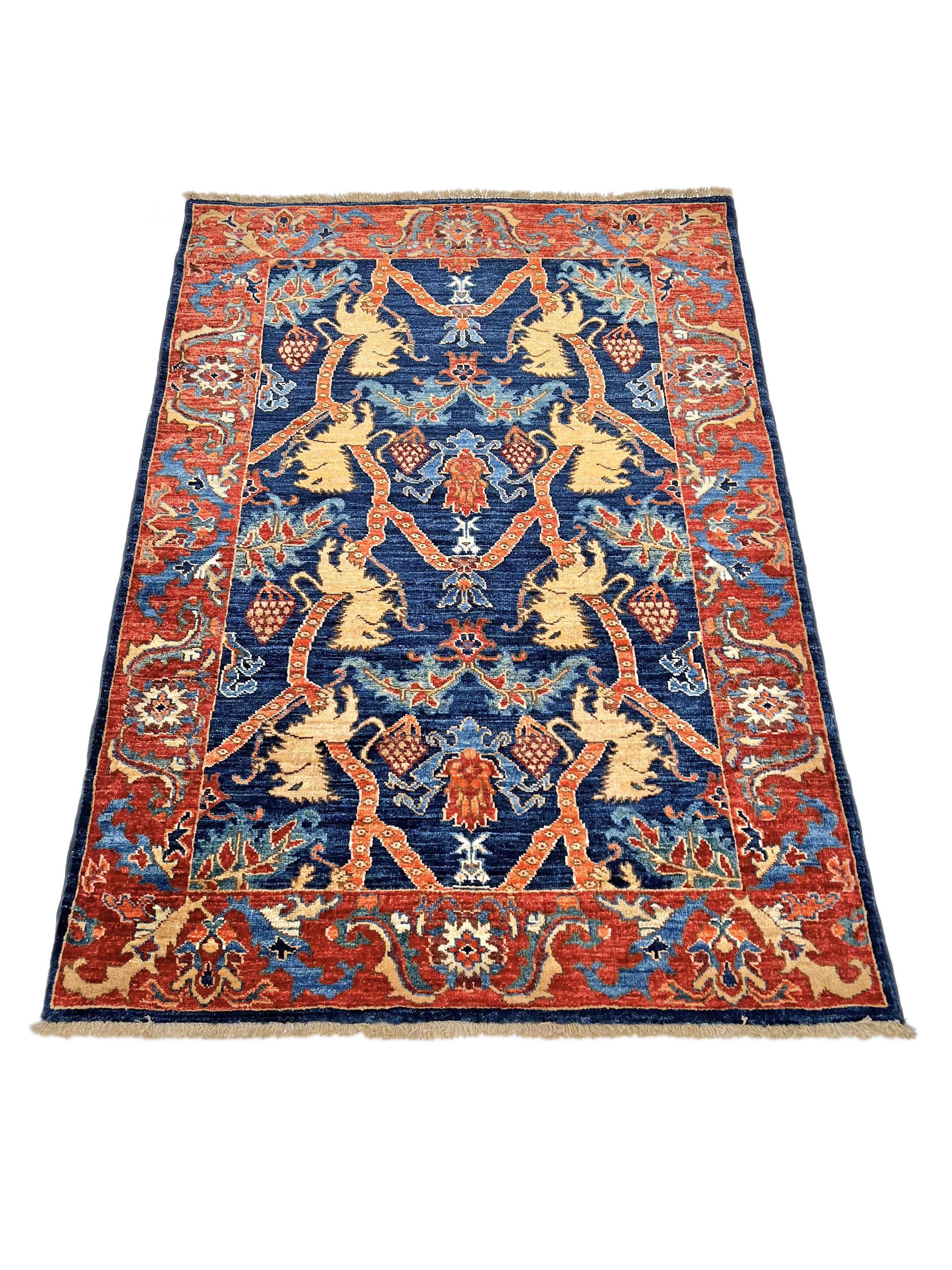 Afghan Folk/Serapi (3x5) blue/red