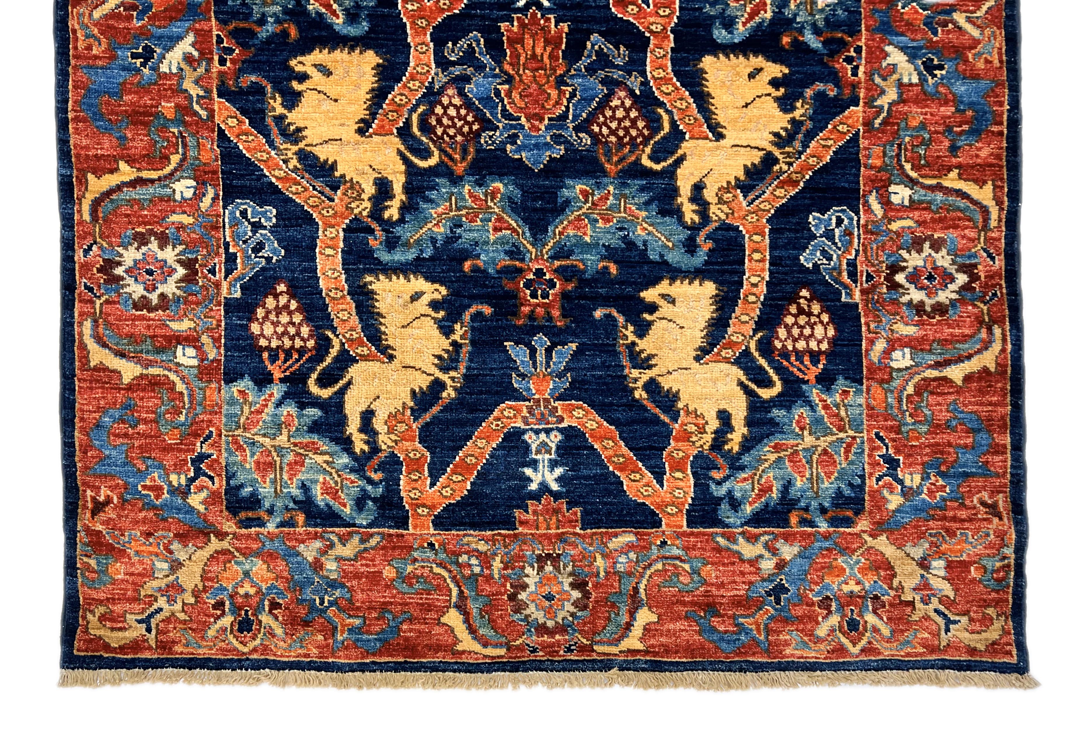 Afghan Folk/Serapi (3x5) blue/red
