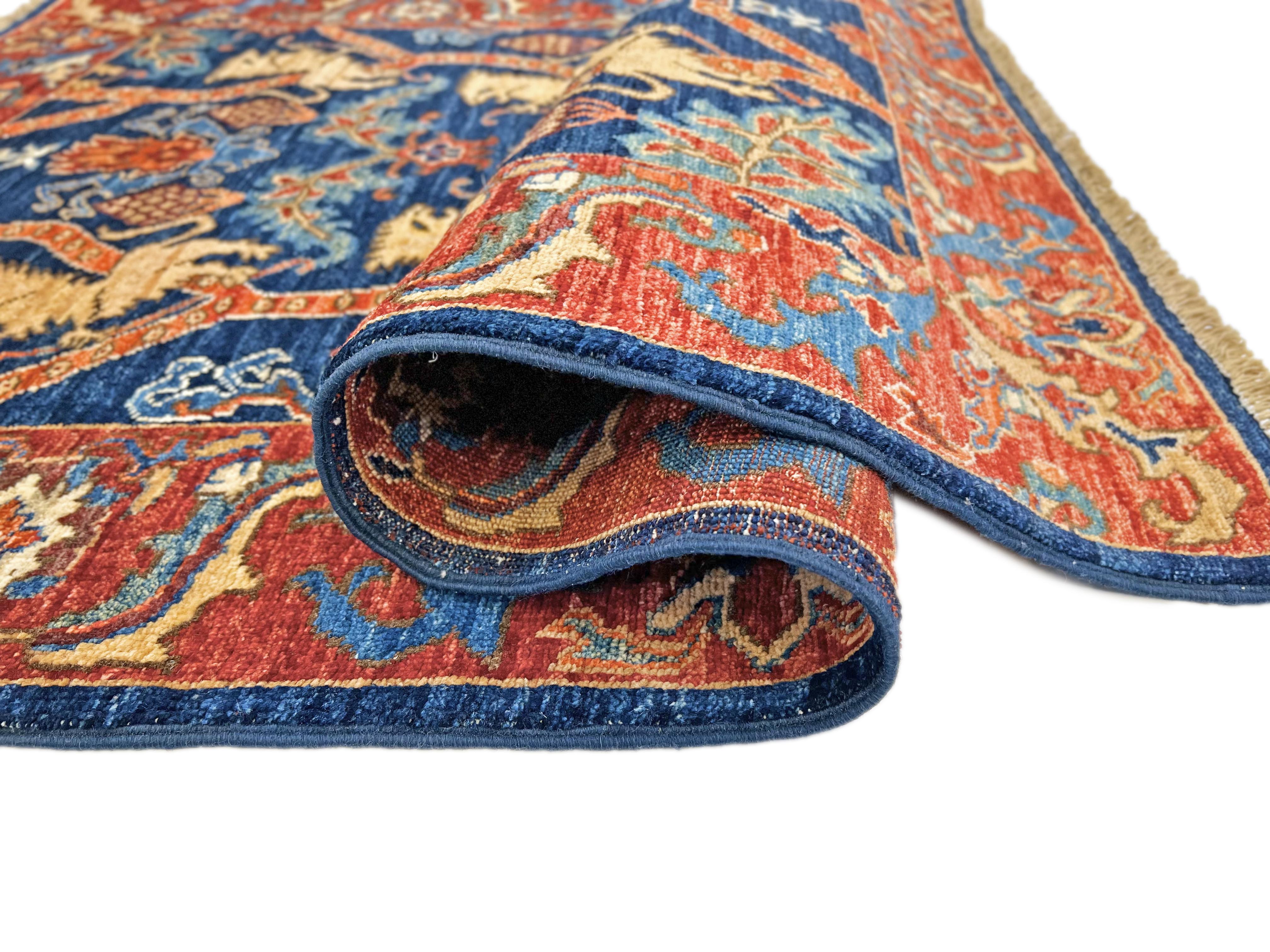 Afghan Folk/Serapi (3x5) blue/red