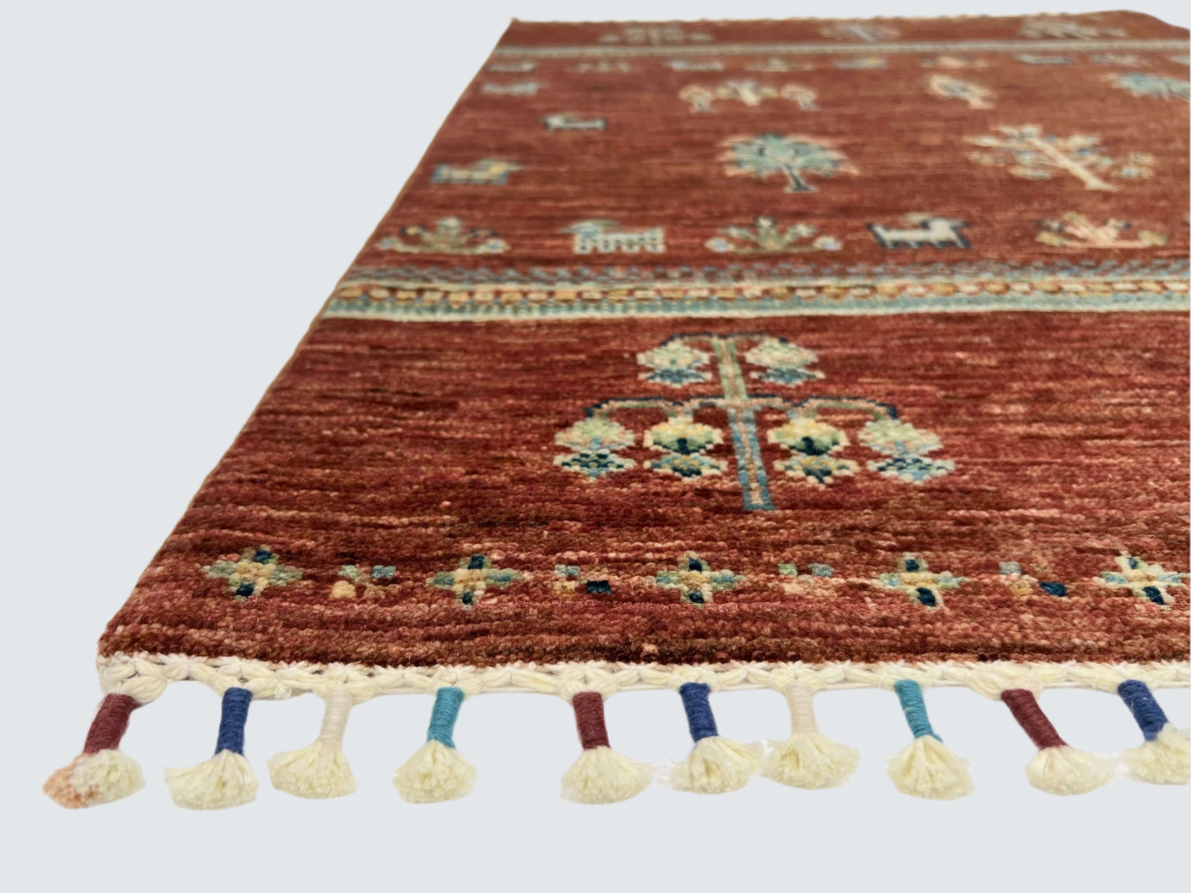 Afghan Gabbeh (2'08"x3'08") brown/teal