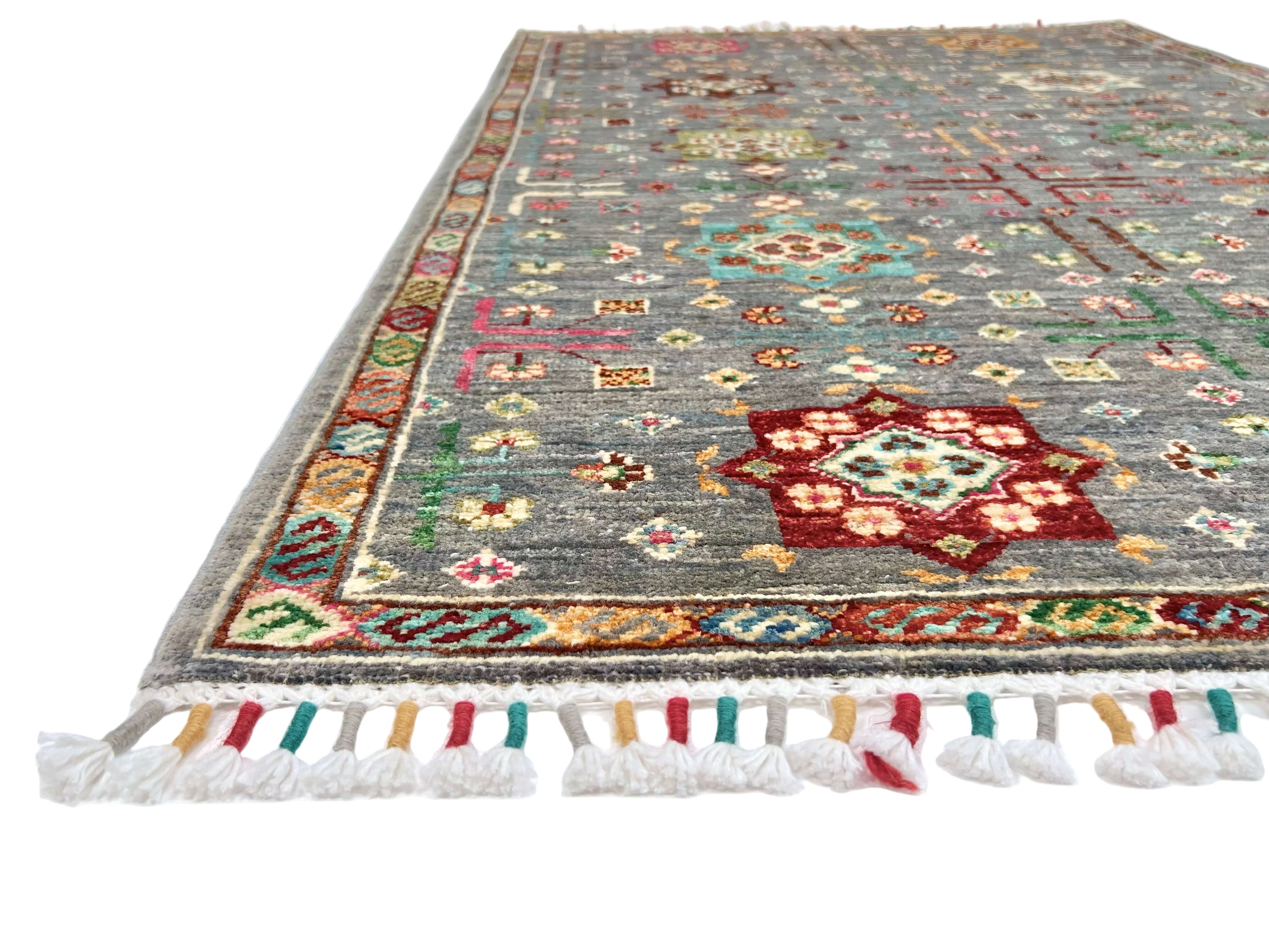 Afghan Khorjin (3'04"x5'00") gray/pastel