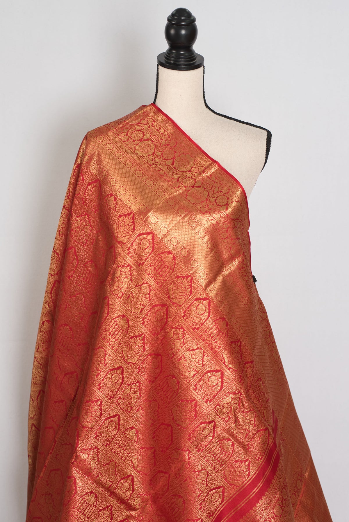 Hema : Red & Gold Bridal Kanjivaram Brocade Silk Saree (Silk Mark Certified)