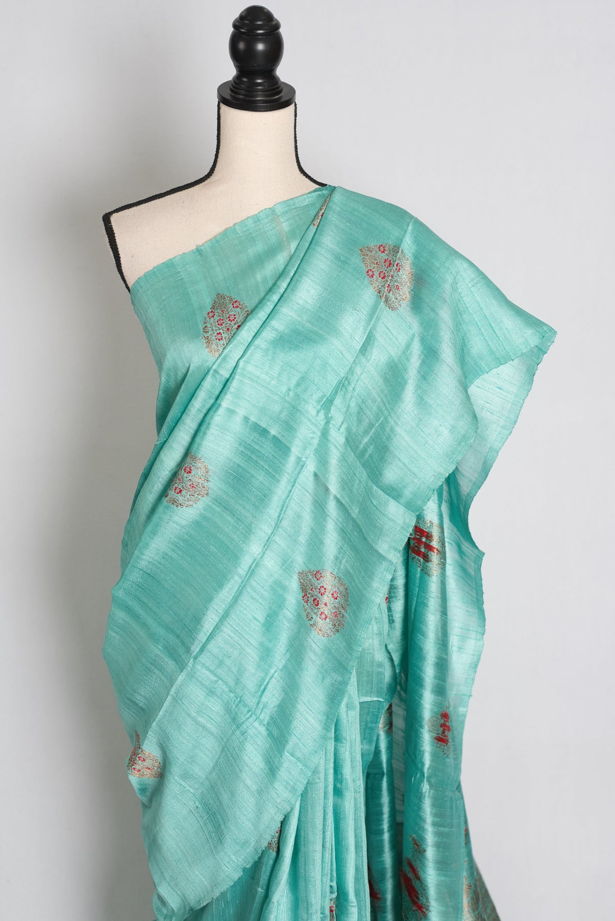 Disha : Mint Green Raw Silk Banarasi Saree | Silk Mark Certified