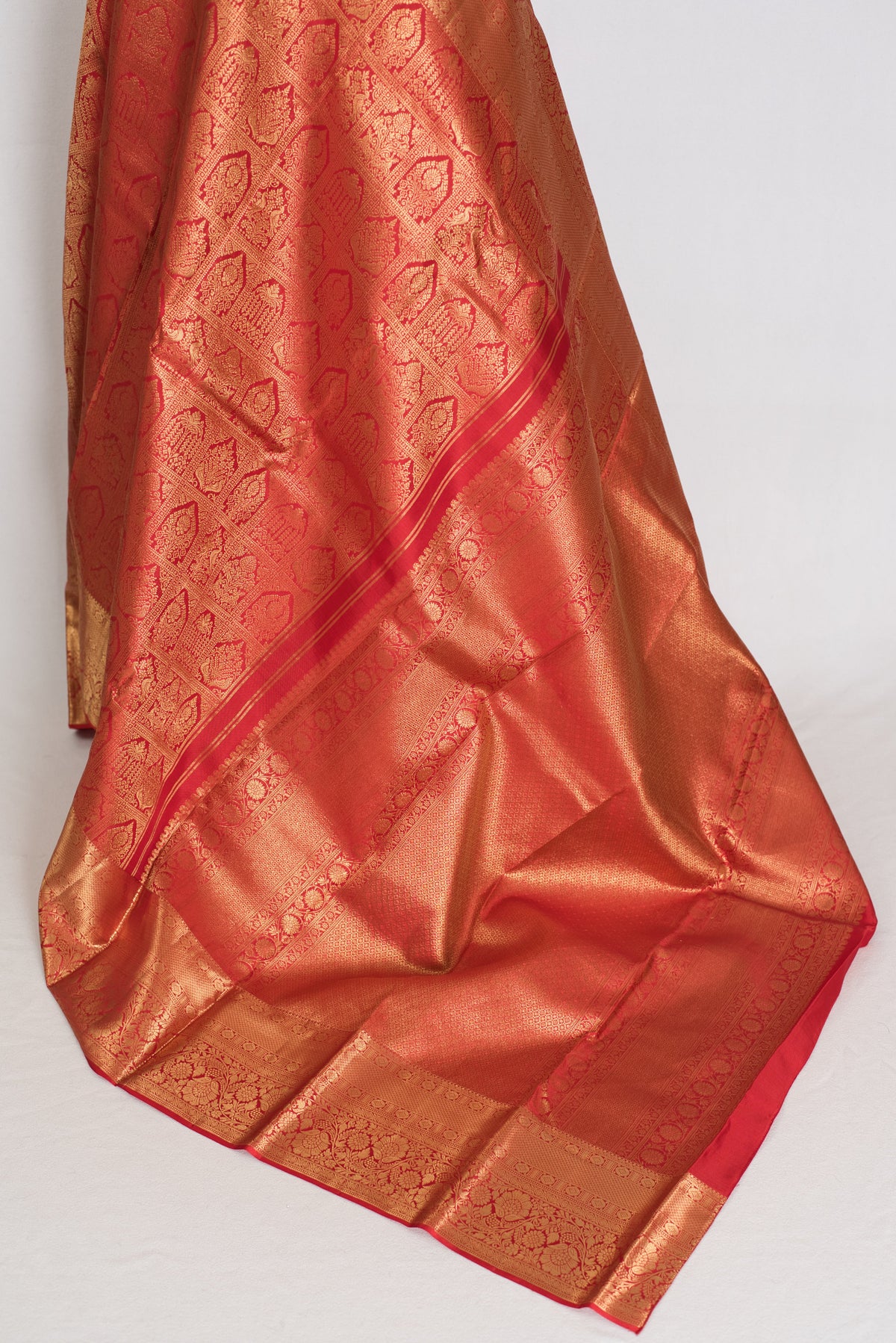 Hema : Red & Gold Bridal Kanjivaram Brocade Silk Saree (Silk Mark Certified)
