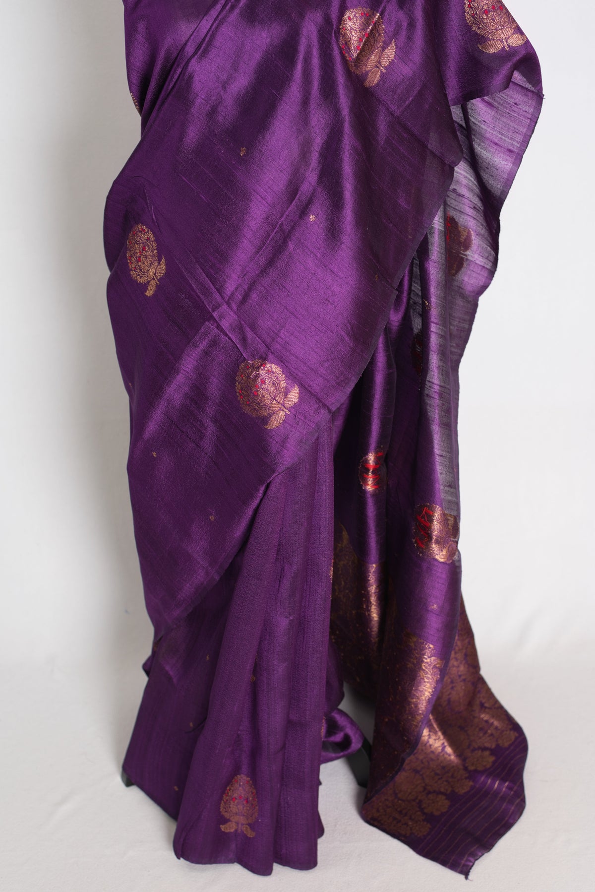 Trina : Purple Minakari Handwoven Pure Raw Silk Banarasi Saree | Silk Mark