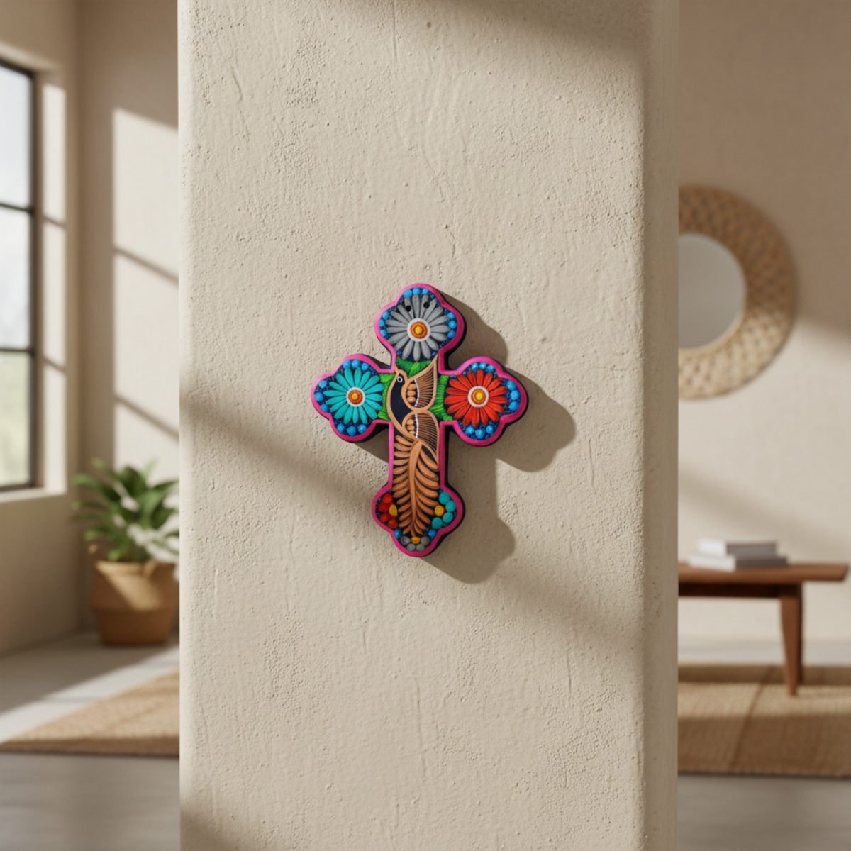 Alebrije Cross Wall Art | Colorful Mexican Decor