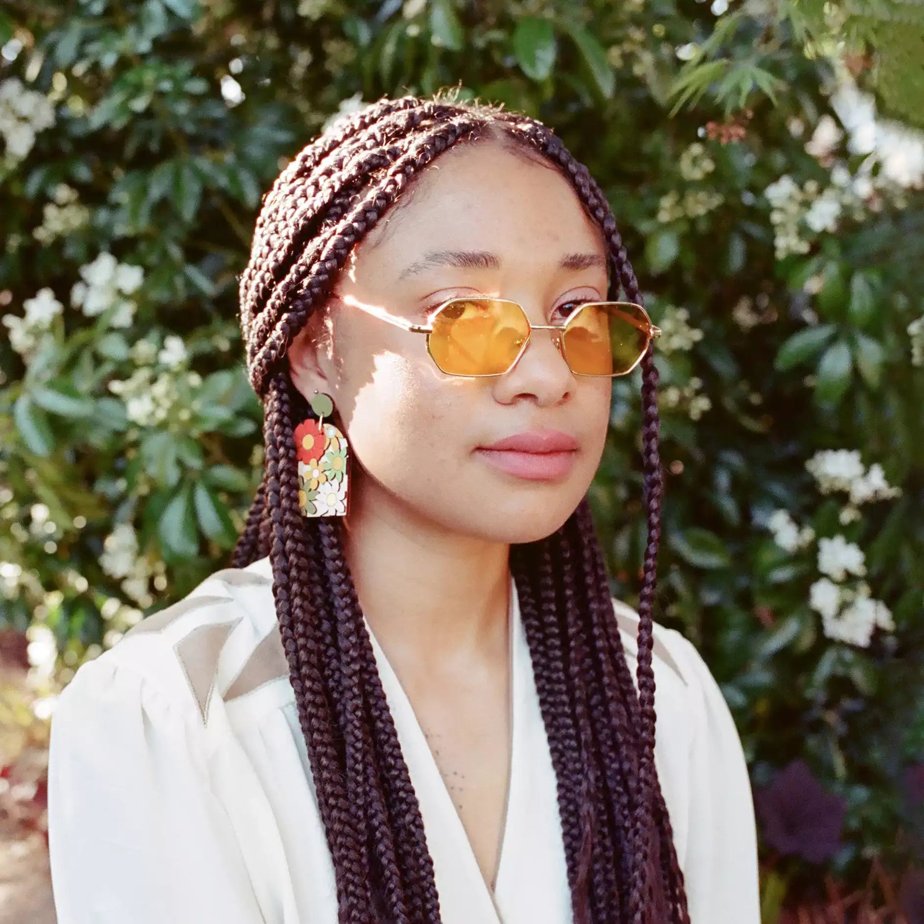 70s Burnt Orange Floral Arch Earrings