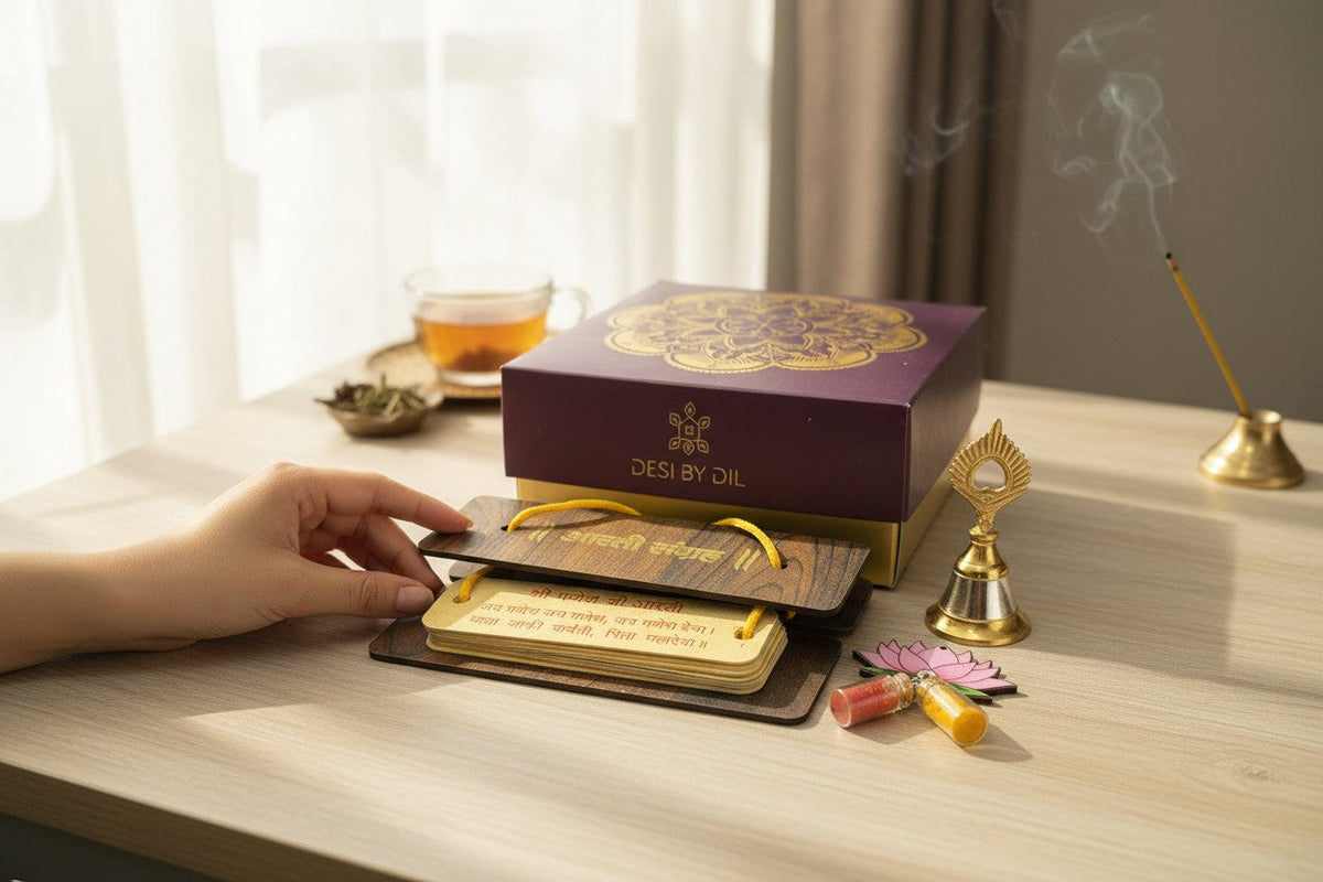 Devotional Combo - Arati Sangrah, Bell & Haldi Kumkum Packet in Gift Box
