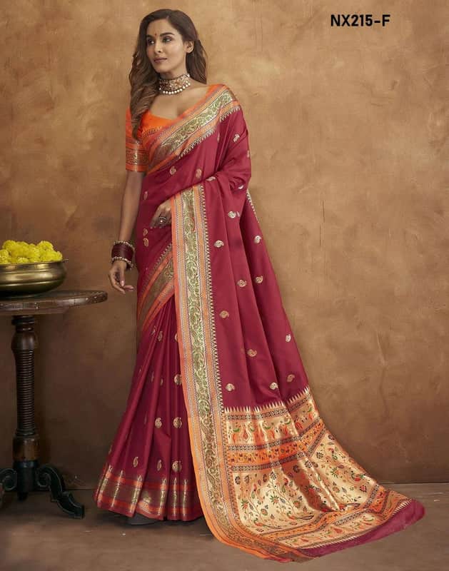 Authentic Paithani Silk Saree with Beautiful Colors