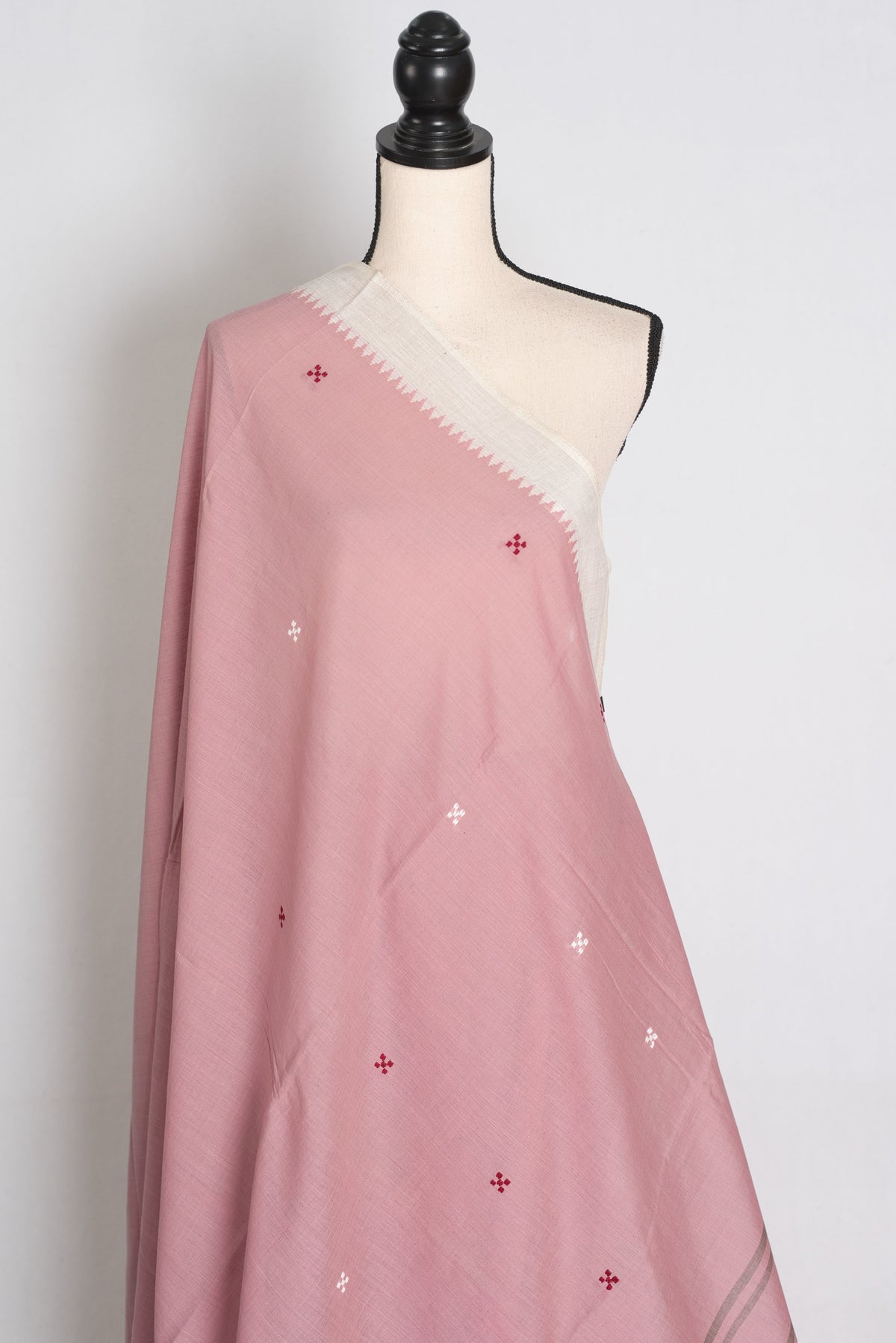 Maya : Dusty Pink Dhaniakhali Bengal Handloom Pure Soft Cotton Saree