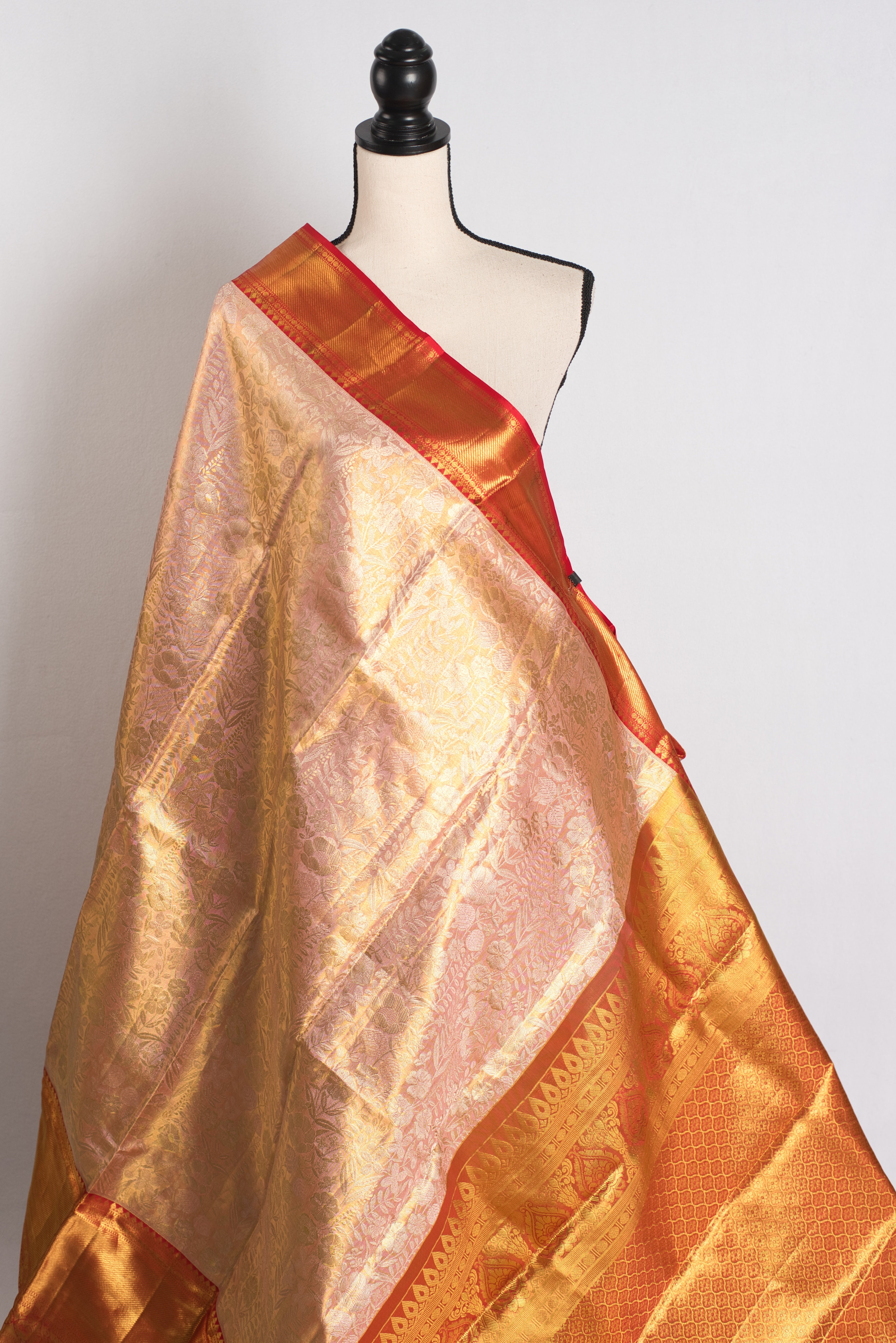 Blush Petal : Handwoven Brocade Bridal Kanjivaram Silk Saree