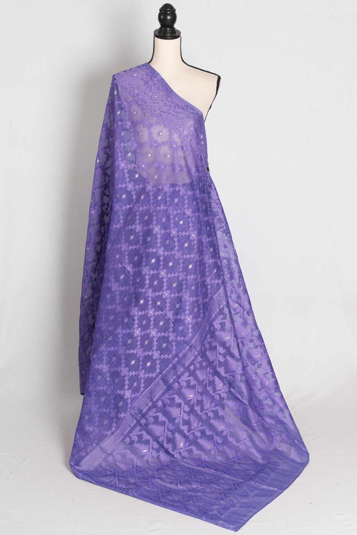 Peu : Iris Purple Soft Blended Cotton Jamdani Saree