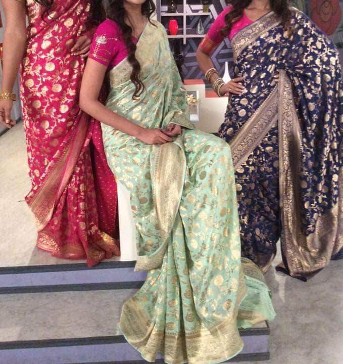 Banarasi Georgette Zari Work Floral Saree