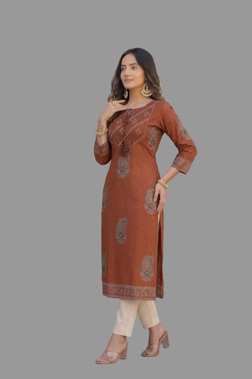 Elegant Rust Red Cotton KurtI Only