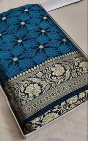 Beautiful Antique Gold Zari Work Banarasi Mashru Silk Saree